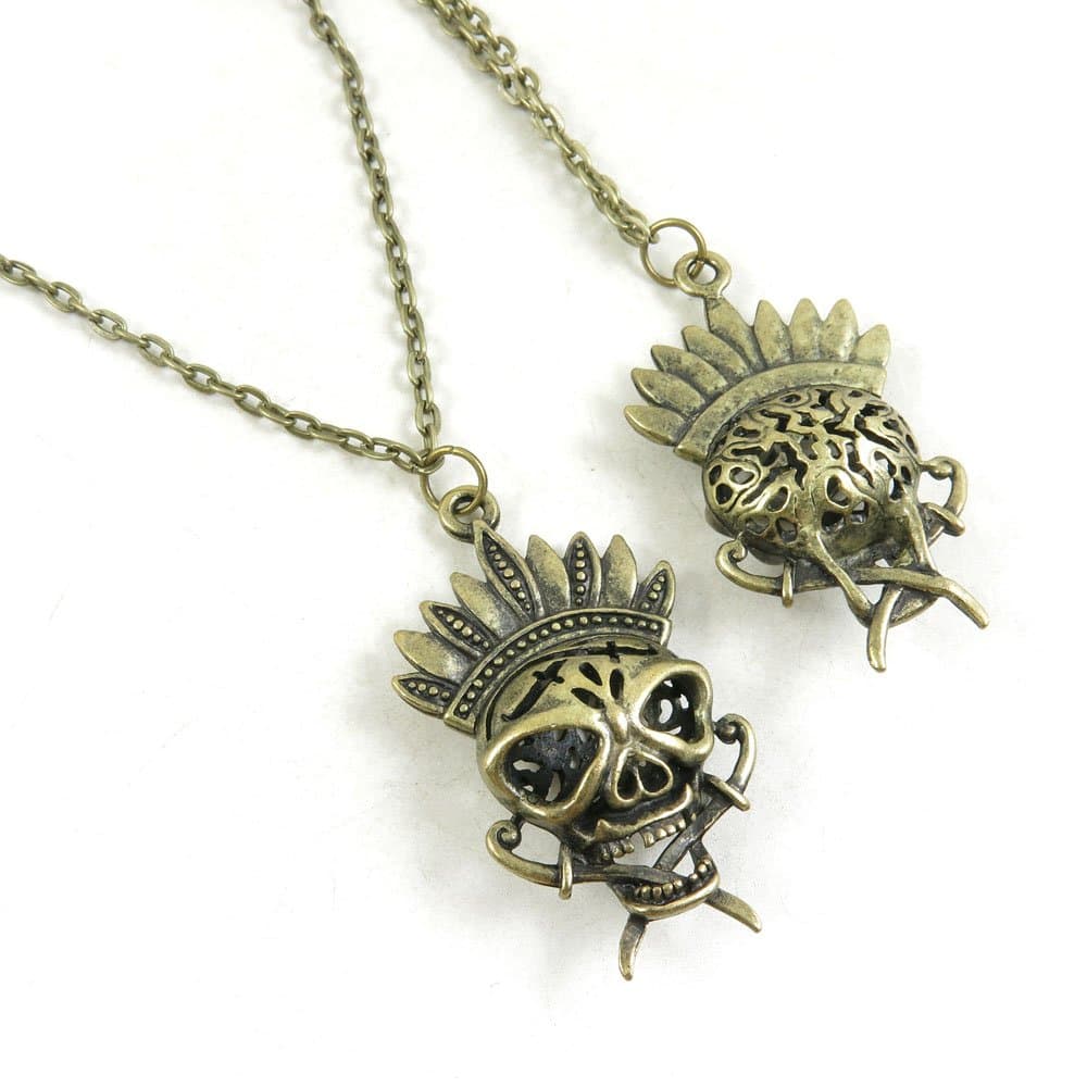 200 Pieces Antique Bronze Fashion Jewelry Making Charms Necklace Costume Sweater Long Chain Pendant 4-XLA2023 Hollow Indians Skull