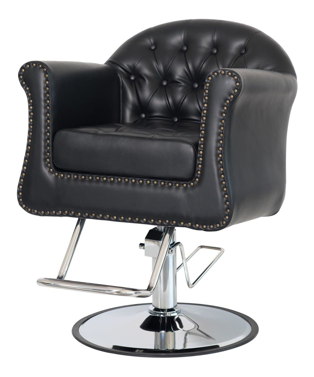 Buy-Rite Brooklyn Styling Chair for Salons & Spas, Tufted Seatback and Brass Nail Head Trim Detailing, 5” Removable Seat Cushion, Steel Frame, NIN-...