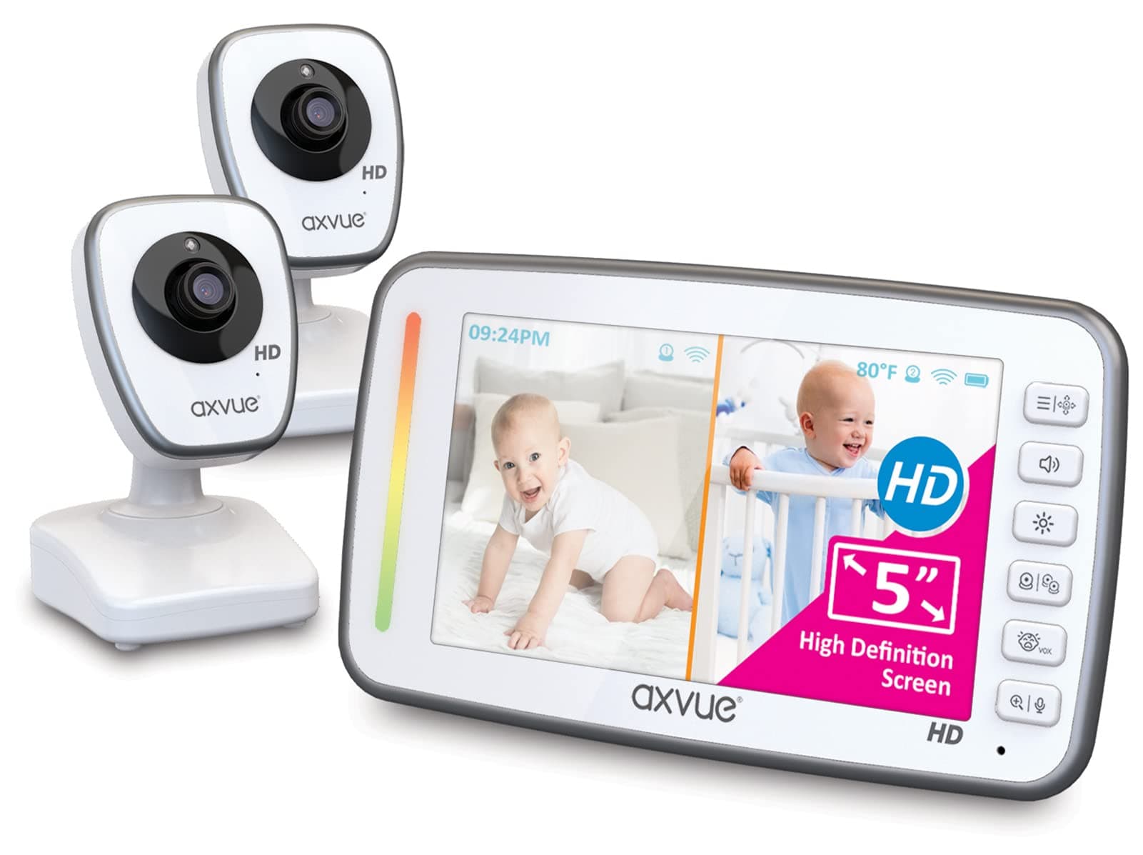 HD Video Baby Monitor, 720P HD Image Quality, 5.0" IPS Screen Monitor & 2 Camera, Range up to 1000ft, 24 Hour Battery Life, 2-Way Talk, Split S...