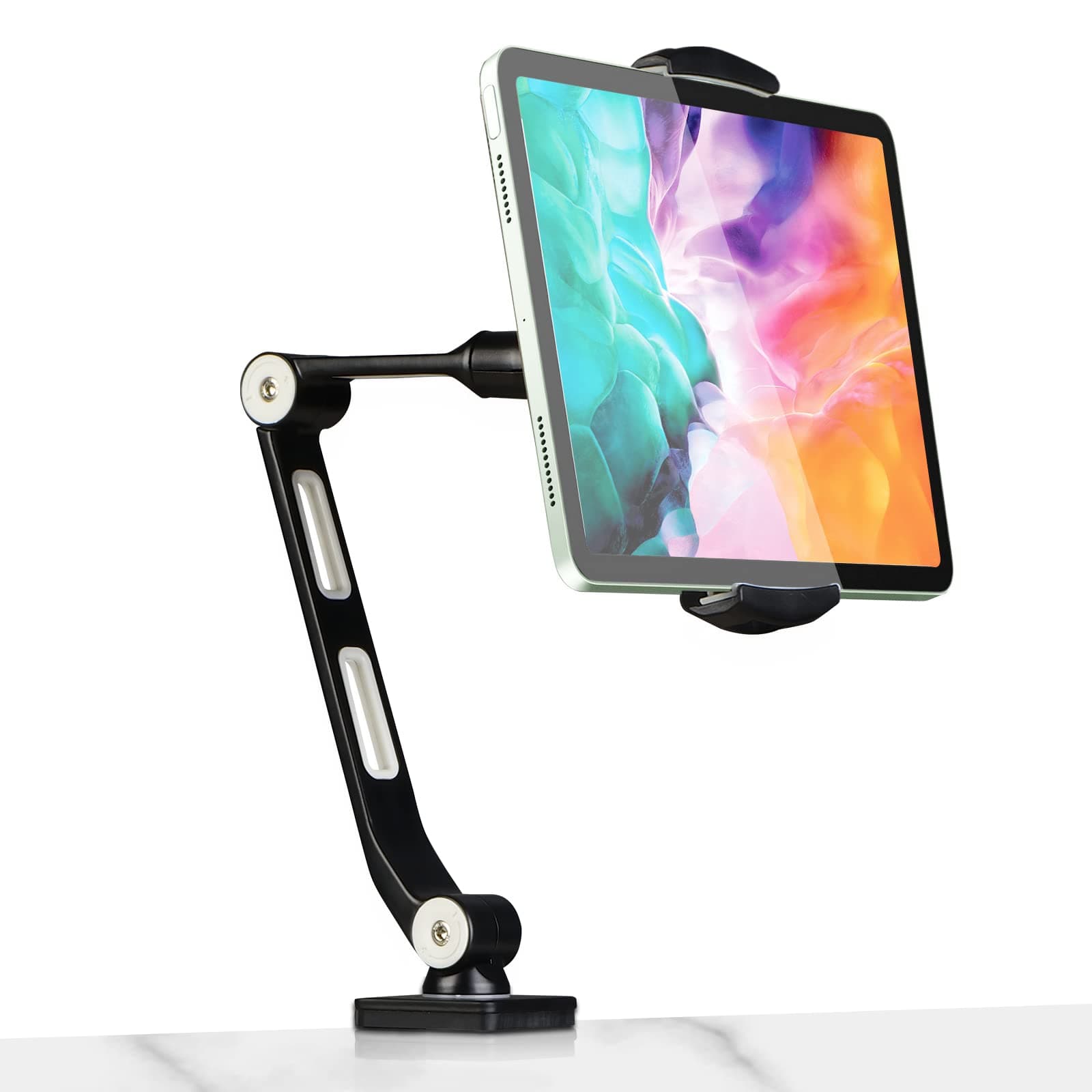 Suptek Aluminum Alloy Cell Phone Desk Mount Stand 360° Tablet Stand and Holders Adjustable for iPad, iPhone, Samsung, Asus and More 4.7-11 inch Dev...