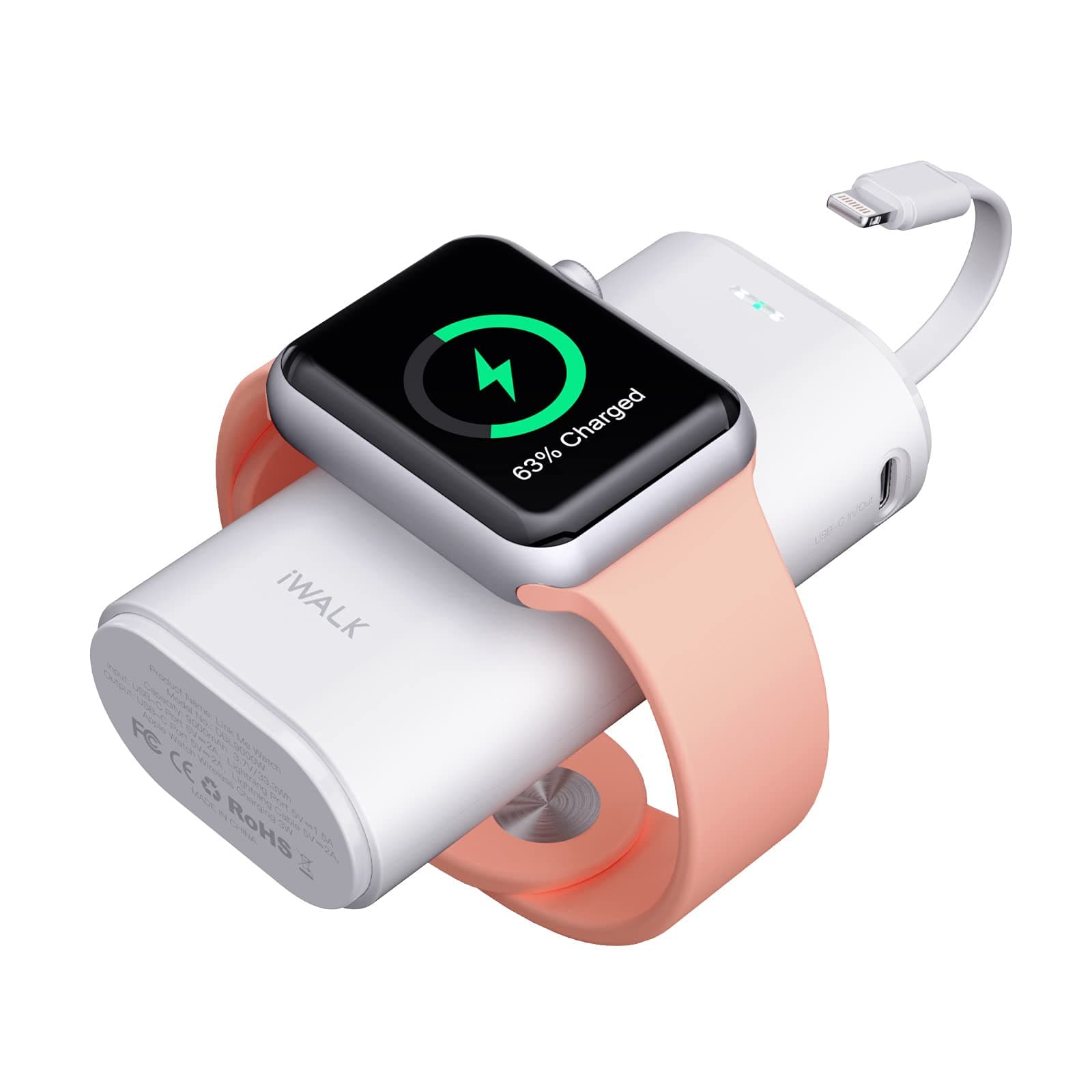iWALK Portable Apple Watch Charger, 9000mAh Power Bank with Built in Cable, Apple Watch and Phone Charger, Compatible with Apple Watch Series 6/Se/...