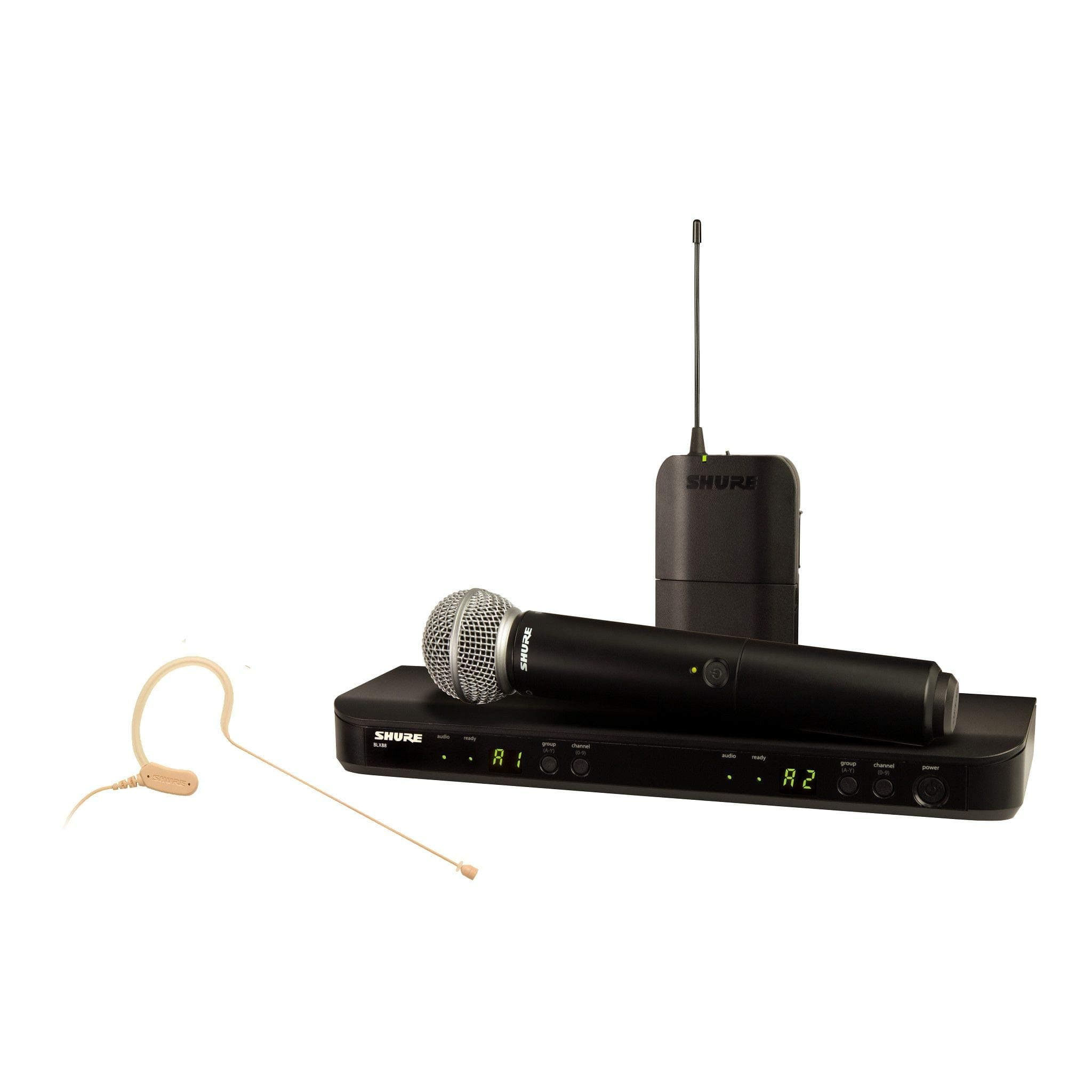 Shure BLX1288/MX153 Dual Channel Wireless Microphone System with SM58 Handheld and MX153 Earset Headworn Mics