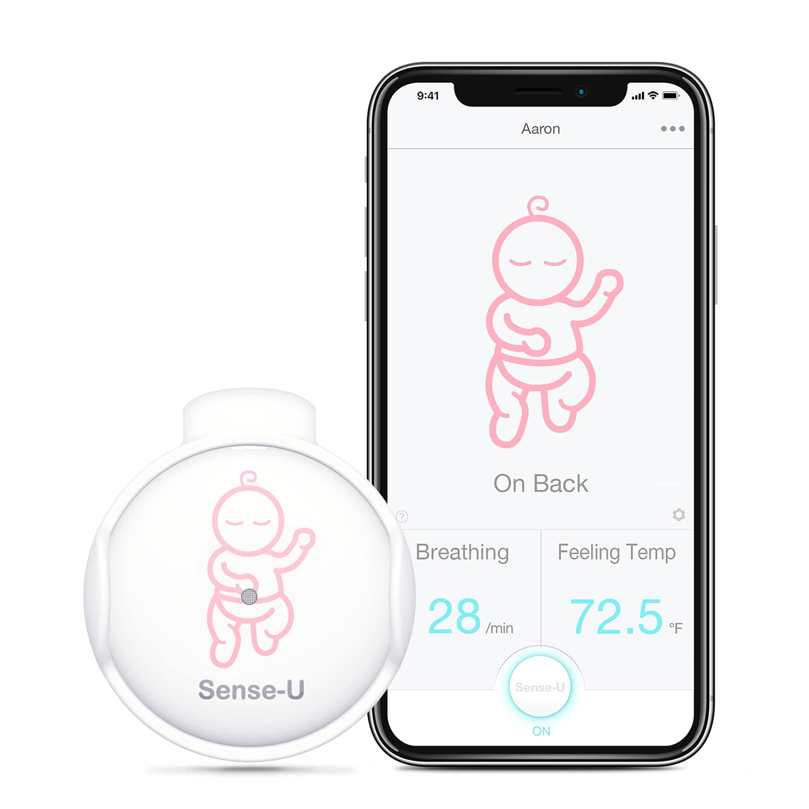 Sense-U Baby Breathing Monitor - Tracks Baby's Breathing Movement, Temperature, Rollover and Sleeping Position for Baby Safety with Audio Alarm...