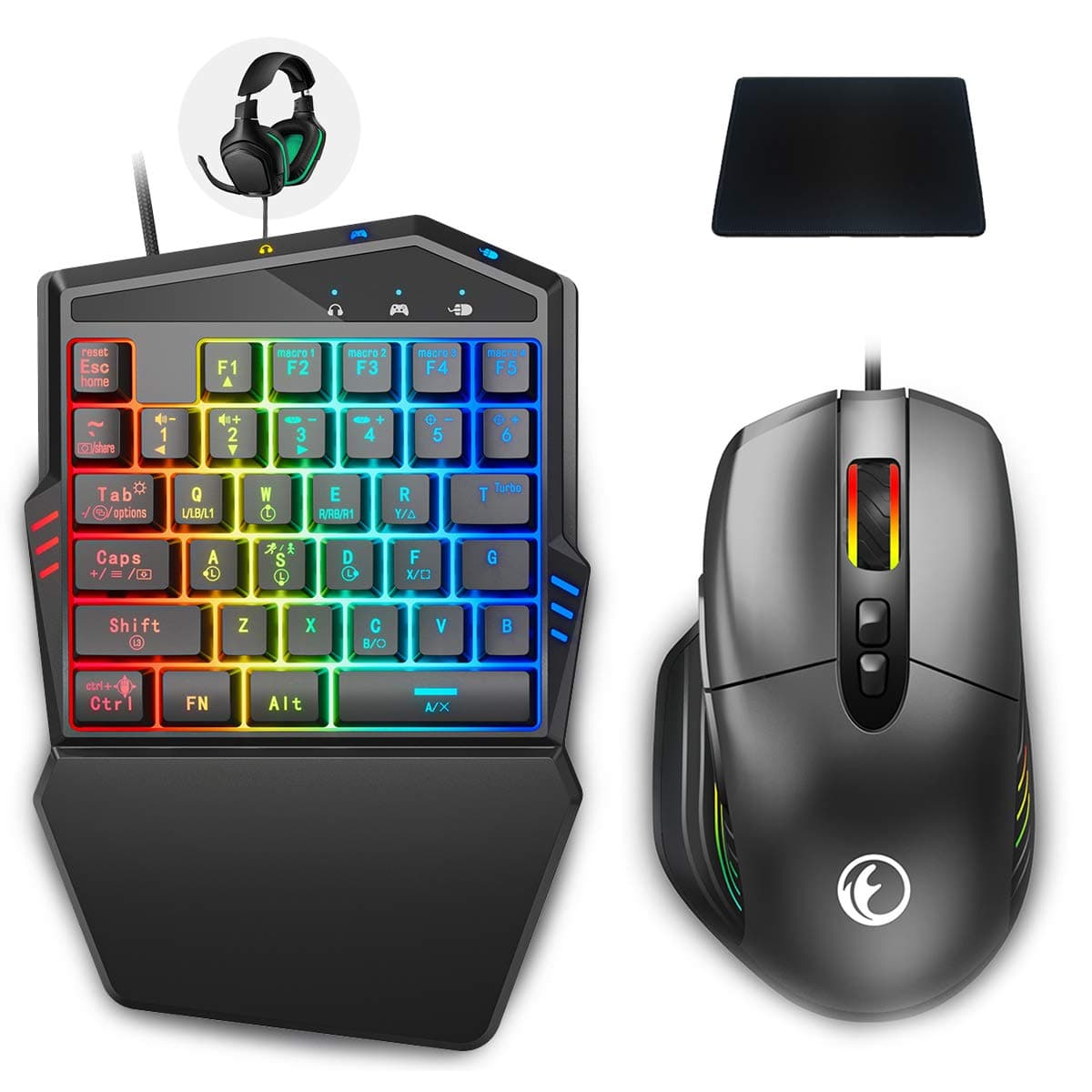 Keyboard and Mouse Combo Set Adapter for PS4 / Switch/Xbox One, IFYOO KMAX2 Plus Game Console Wired Converter Compatible with Fortnitee/PUBGG/Rainb...