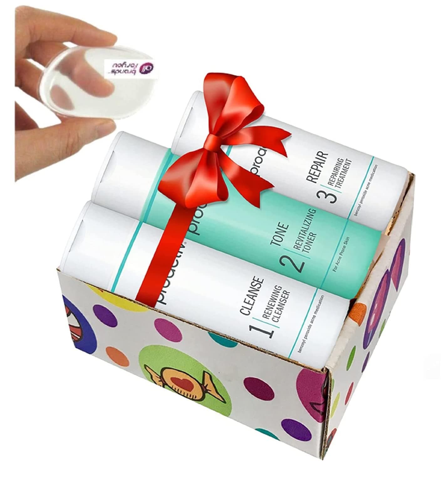 Proactive Repair Acne Treatment Spot Treatment and Repairing Serum With 60 day supply Silicone Makeup Applying Sponges