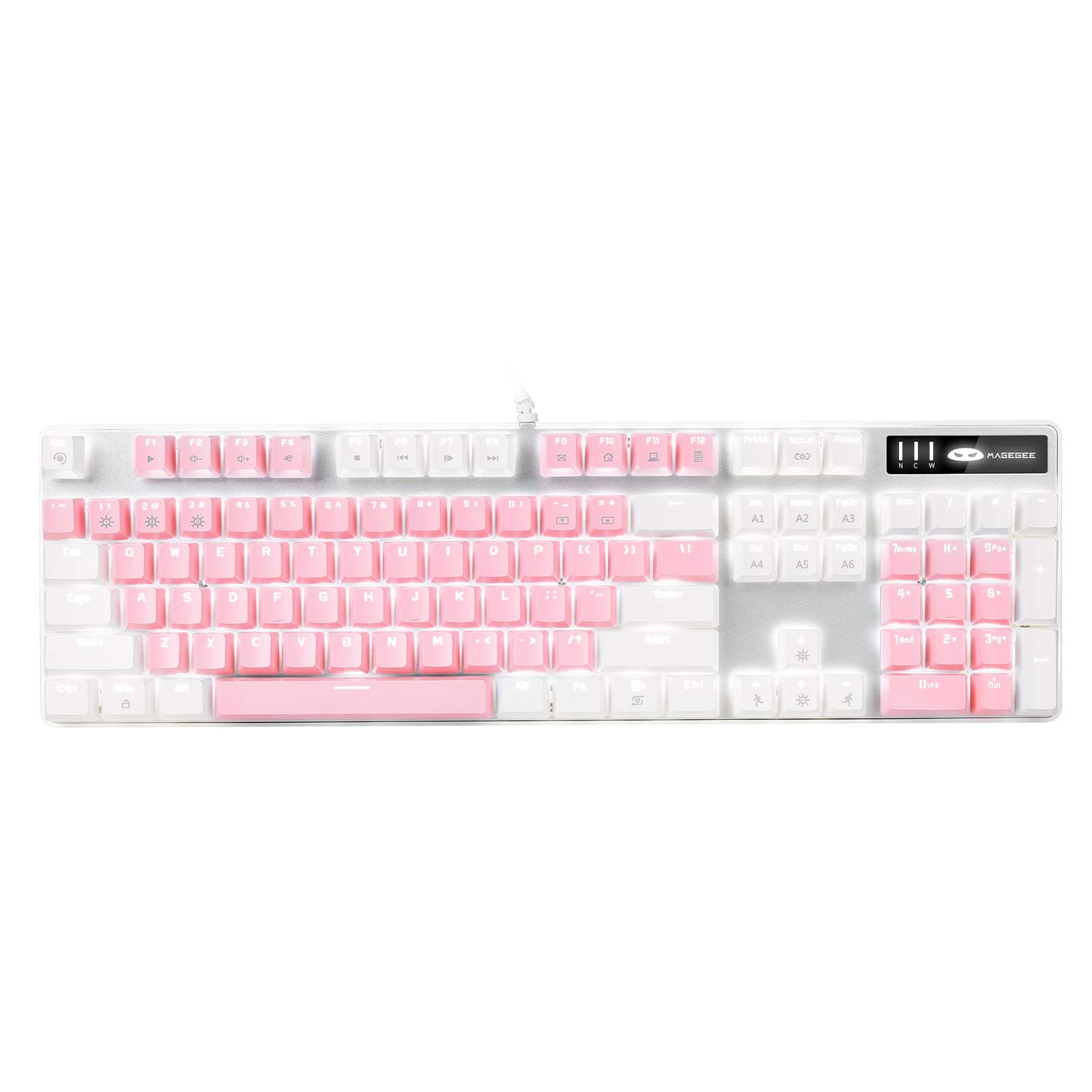 Mechanical Gaming Keyboard, MageGee New Upgraded Blue Switch 104 Keys White Backlit Keyboards, USB Wired Mechanical Computer Keyboard for Laptop, D...