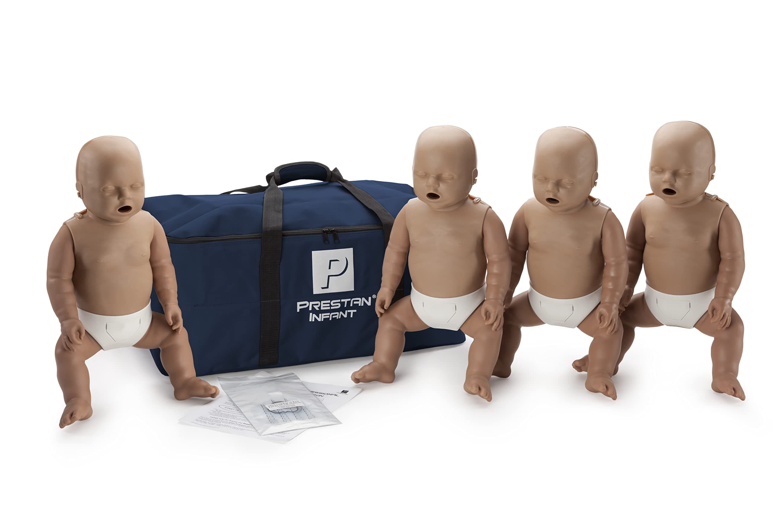 4-Pack of Infant CPR Manikins with Compression Rate Monitors by Prestan, Dark Skin Tone PP-IM-400M-DS