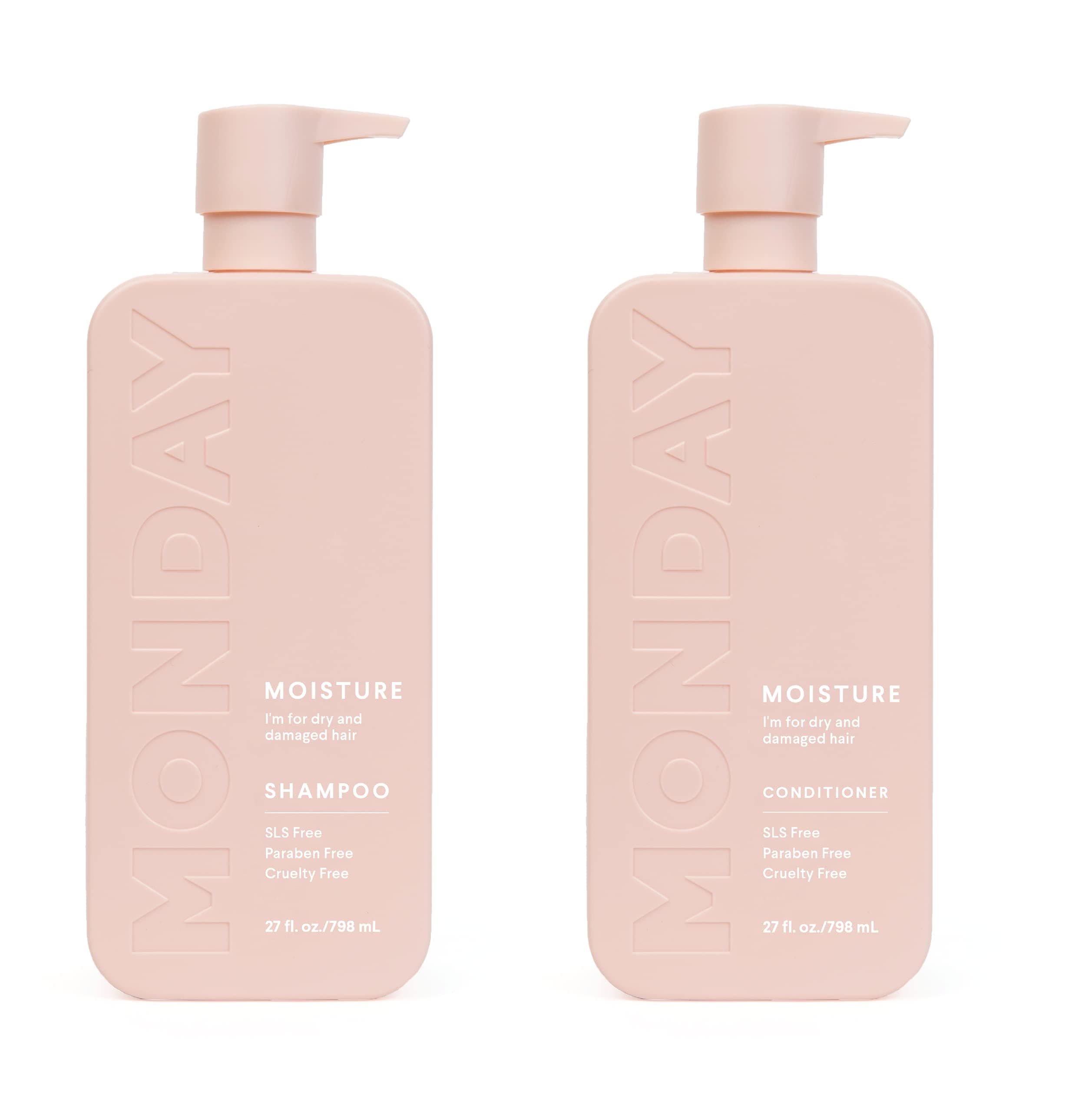 MONDAY HAIRCARE Moisture 30 floz Bathroom Set (1 x 30 fl oz Shampoo + 1 x 30 fl oz Conditioner), Contains Ginger Extract, Coconut Oil and Vitamin E...