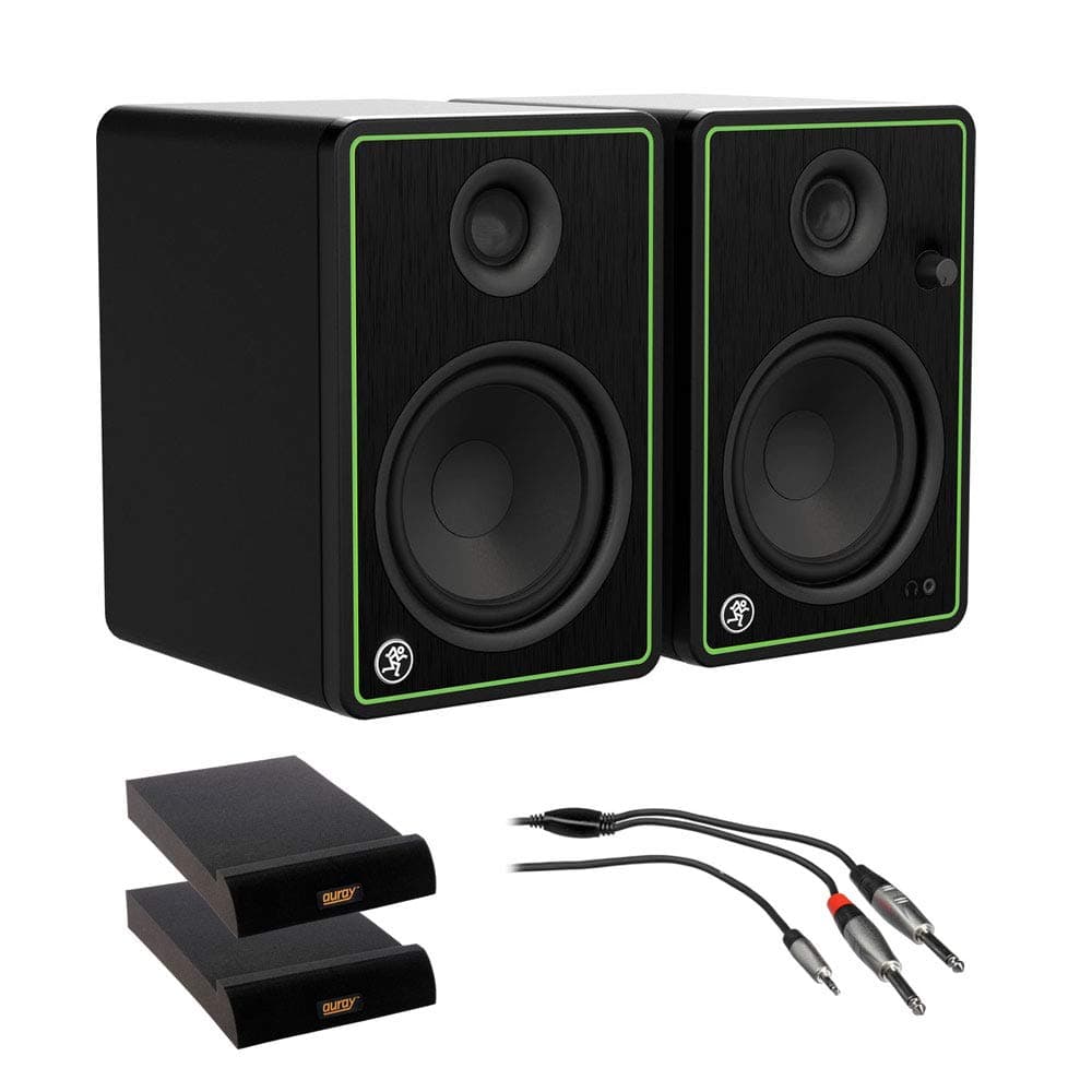 Mackie CR5-XBT Series 5" Bluetooth Studio Monitors (Pair) with 2X Small Isolation Pad & 3' REAN Stereo Breakout Cable Bundle