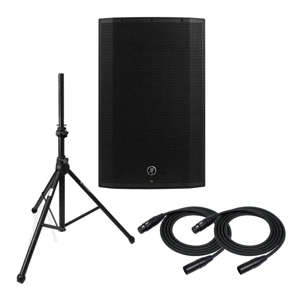 Mackie Thump15A - 1300W 15" Powered Loudspeaker with Knox Tripod Air-Cushion Speaker Stand and 2 XLR Cables (4 Items)