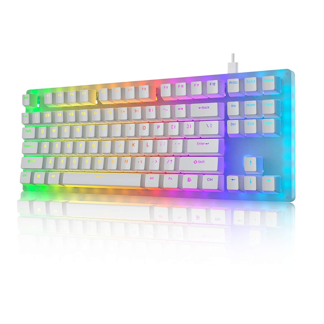 XVX Womier K87 Mechanical Gaming Keyboard Gateron Switch TKL Hot Swappable Keyboard Partitioned RGB Backlit Compact 87 Keys for PC PS4 Xbox (White,...