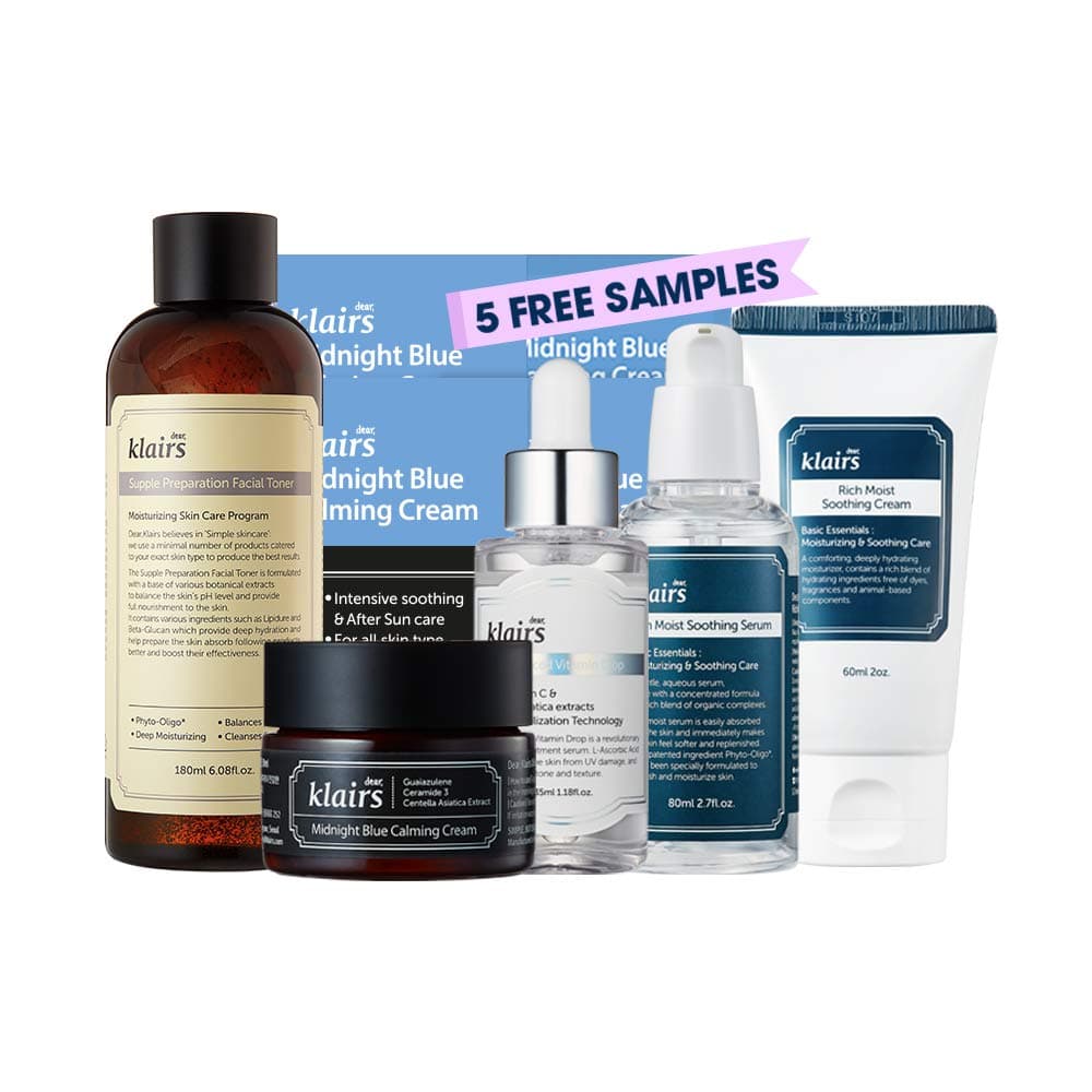 [DearKlairs] Angry Skin Calming Package, Irritated skincare, toner, serum, vitamin c serum,blue cream, soothing cream, sample sachet