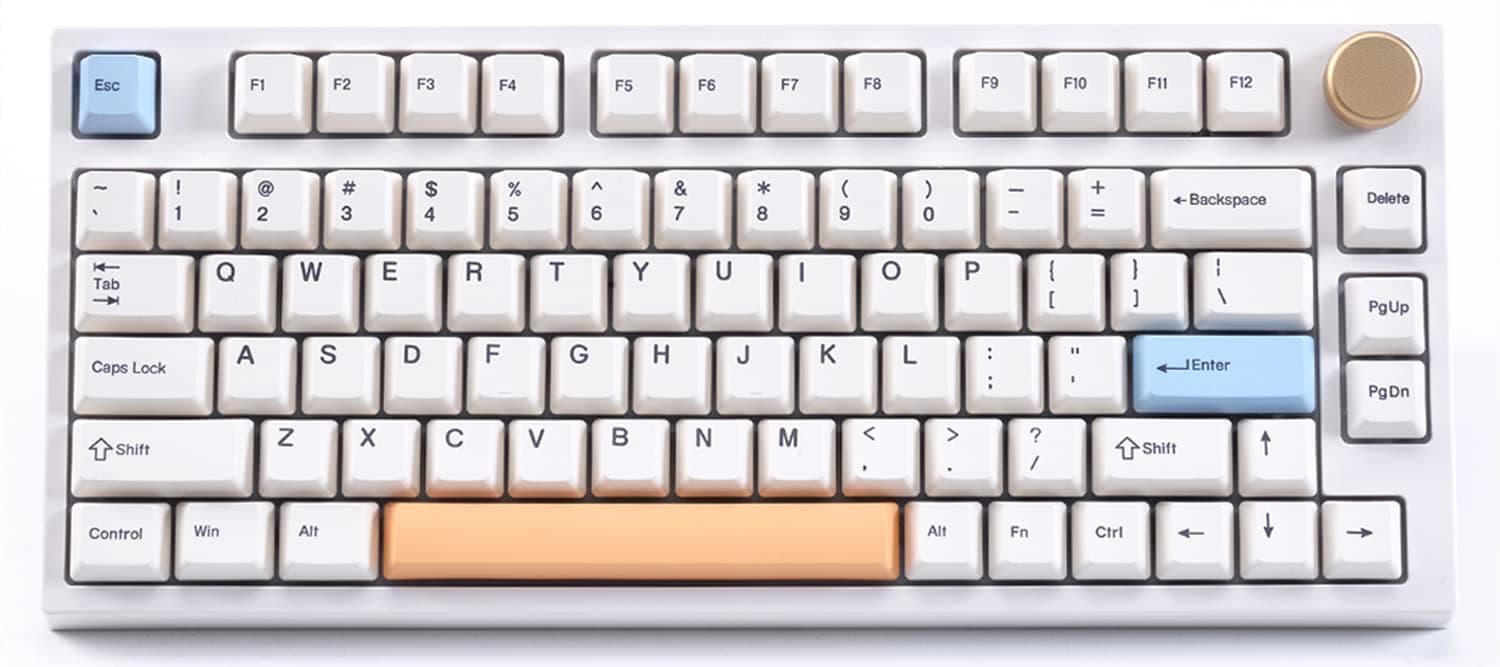 keydous NJ80-AP Wireless Mechanical Keyboard with Knob Bluetooth 5.0 | 2.4G 75% Hot-swap Custom Gaming Keyboard with RGB Dye-sub PBT Keycab for Win...
