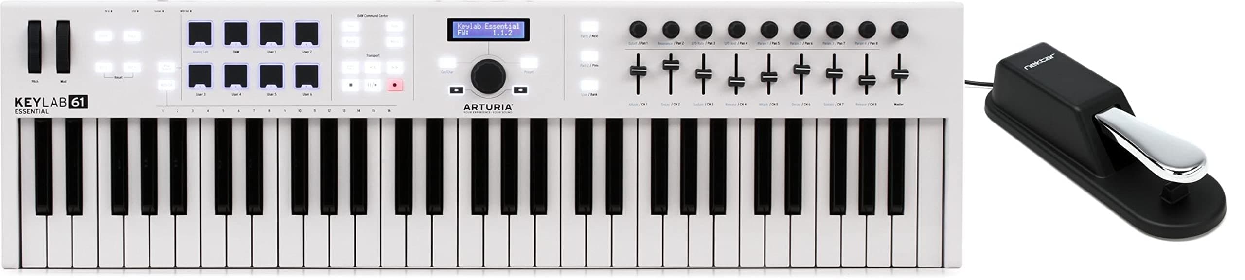 Arturia KeyLab Essential 61 61-key Keyboard Controller + Nektar NP-2 Universal Sustain Pedal Value Bundle