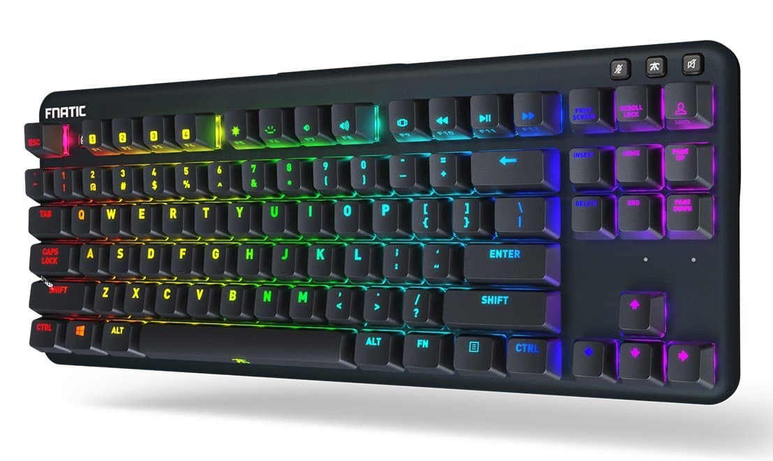 Fnatic miniSTREAK - LED Backlit RGB Mechanical Gaming Keyboard - Cherry MX Brown Switches - Small Compact Portable Tenkeyless Layout - Ergonomic Wr...