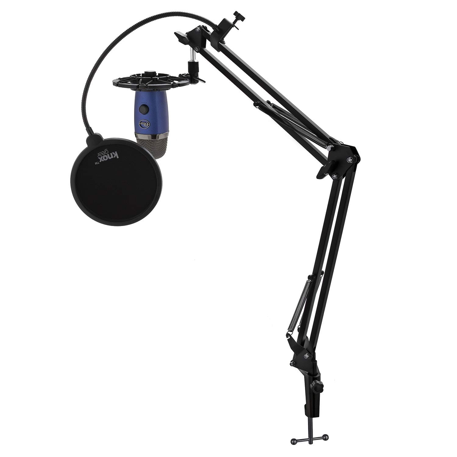 Blue Yeti Nano USB Microphone (Vivid Blue) with Knox Gear Boom Arm, Shock Mount and Pop Filter Bundle (4 Items)