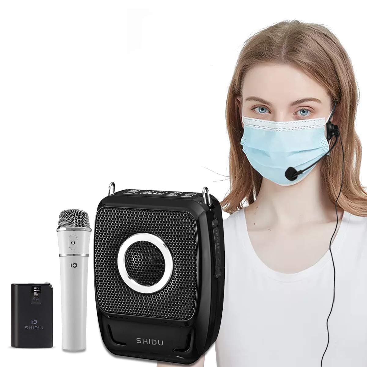 Portable PA System, Bluetooth Speaker with Microphone, 2 Mic and Speaker Portable & Rechargeable, Wireless Voice Amplifier 25 Watts for Teachers, T...
