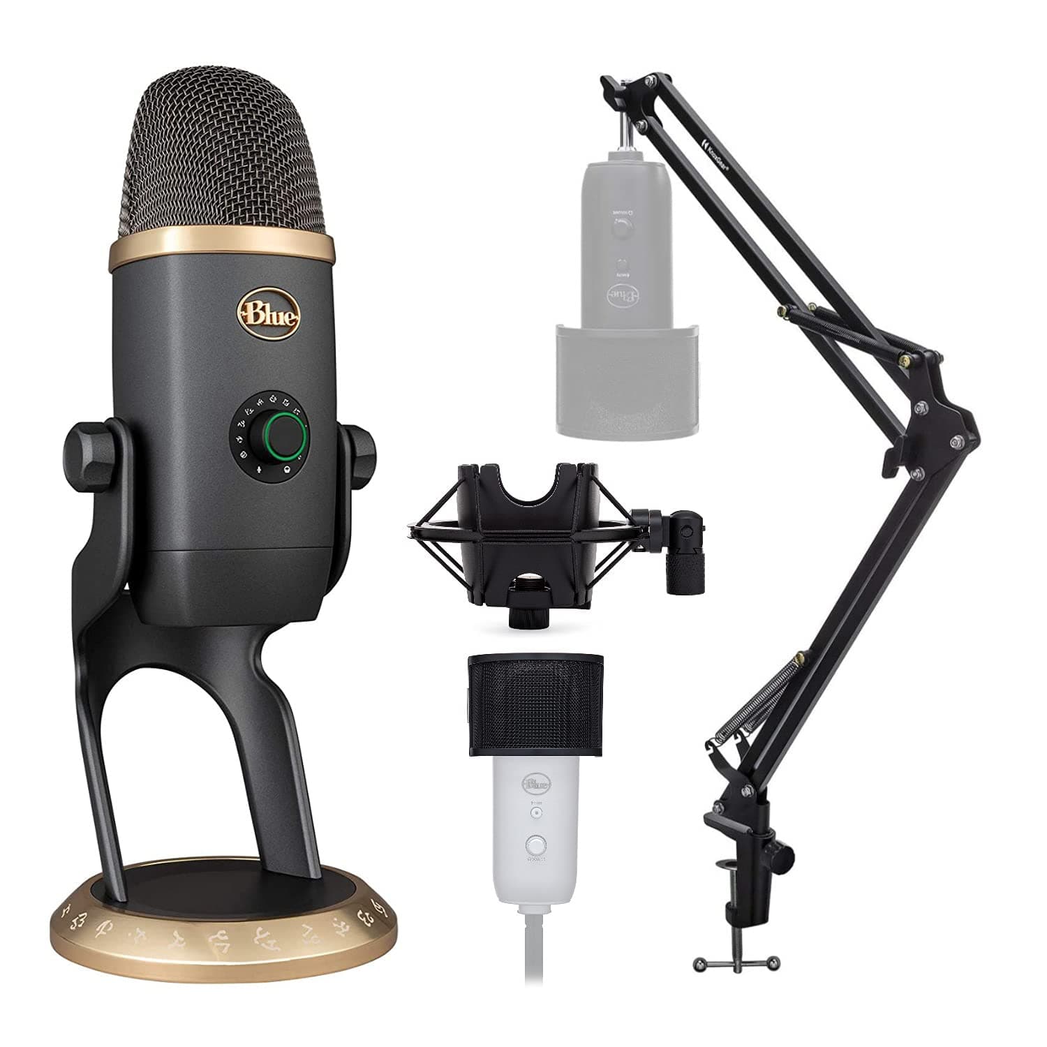 Blue Yeti X World of Warcraft Edition Microphone with Knox Gear Boom Arm, Shock Mount and Pop Filter Bundle (4 Items)