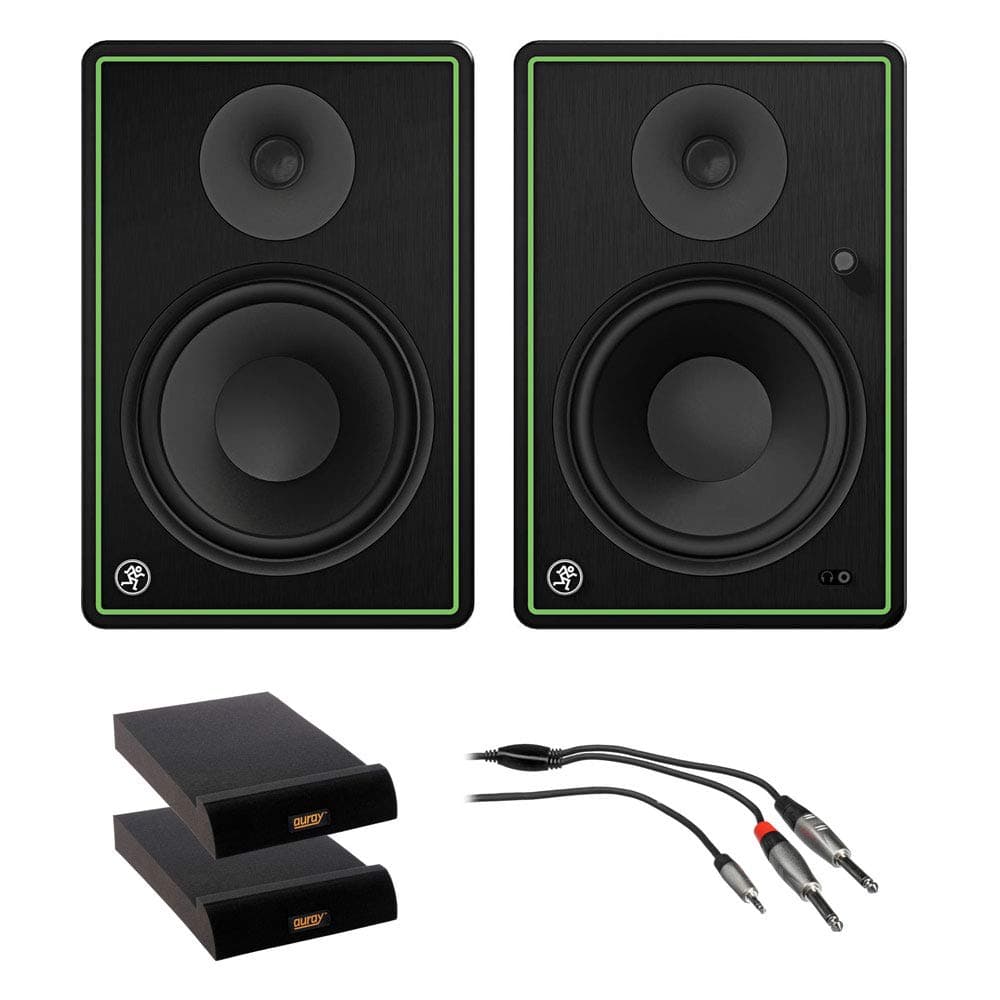 Mackie CR8-XBT Series 8" Bluetooth Studio Monitors (Pair) with 2X Medium Isolation Pad & 3' REAN Stereo Breakout Cable Bundle