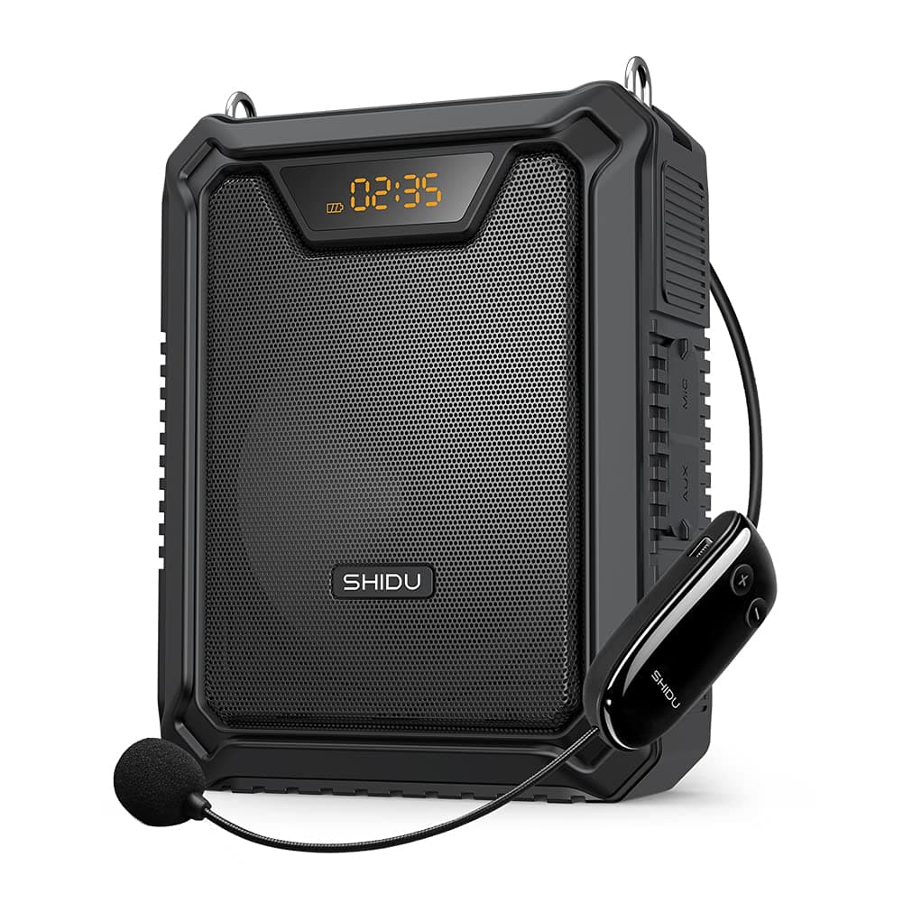 SHIDU Portable Bluetooth Voice Amplifier,IPX6 Waterproof Voice Amplifier 30W with 2500mAh Large Capacity Rechargeable Battery PA Systems Speaker fo...
