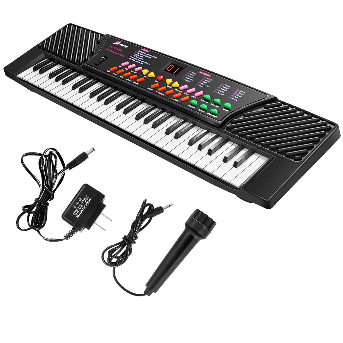 Tangkula 54-Key Electronic Keyboard for Kids Beginners with Mic & Adapter Including LED Digital Display, Learning Function & Demo Songs Standard Ac...