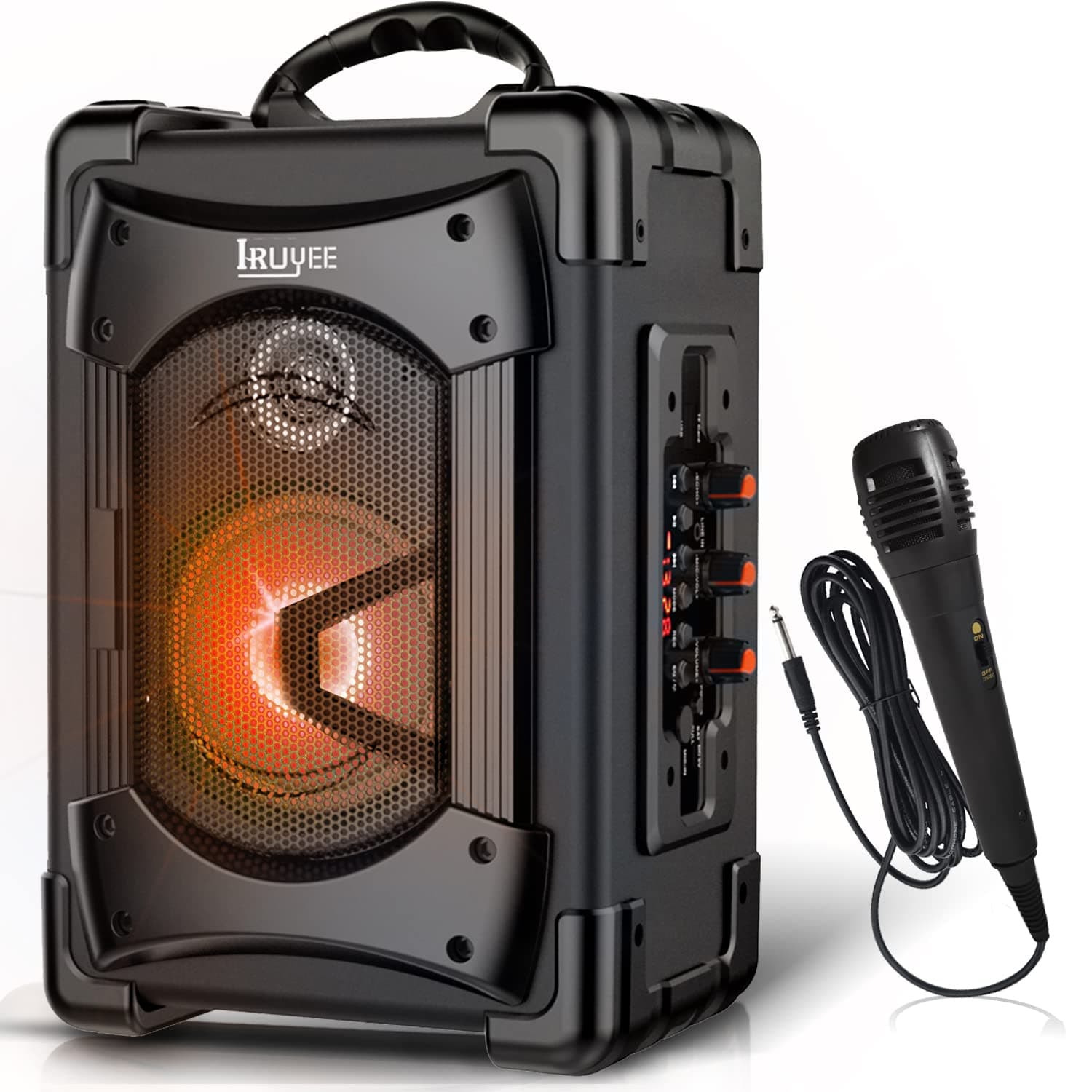 IRUYEE Portable Karaoke Machine Bluetooth Speaker with Microphone,Audio Recording for Indoors & Outdoor,PA System Bluetooth Subwoofer Heavy Bass wi...