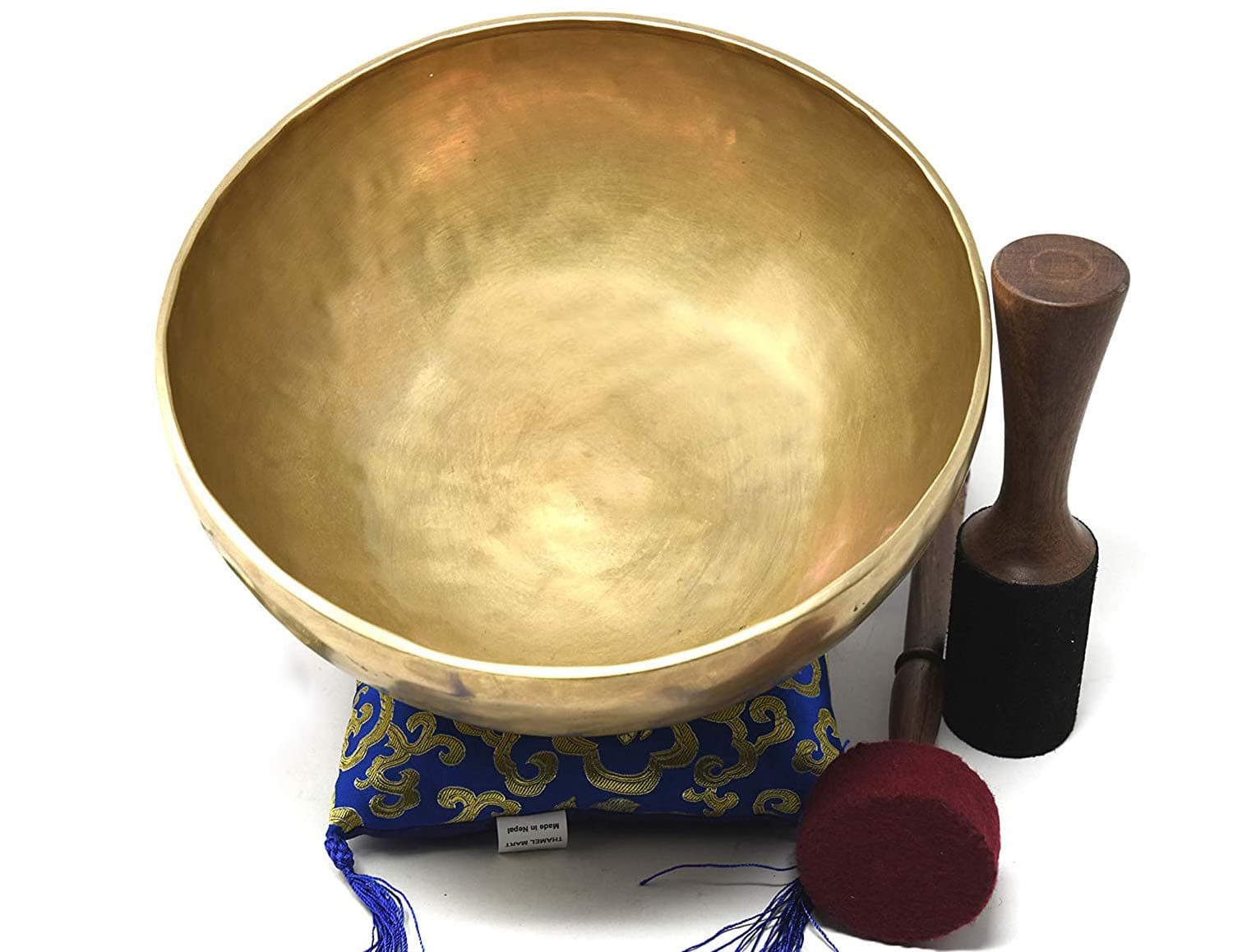 10" Large Master Healing Hand hammered Tibetan Singing Bowl ~ Great for Meditation, Yoga, Sound Bath, Mindfulness, Relaxation ~ Cushion, Wooden...