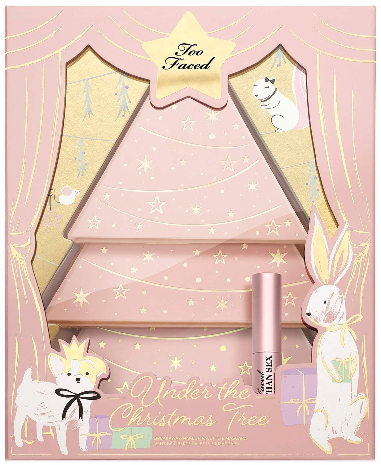 Too Faced Under the Christmas Tree Christmas Tree Breakaway Makeup Palette and Mascara