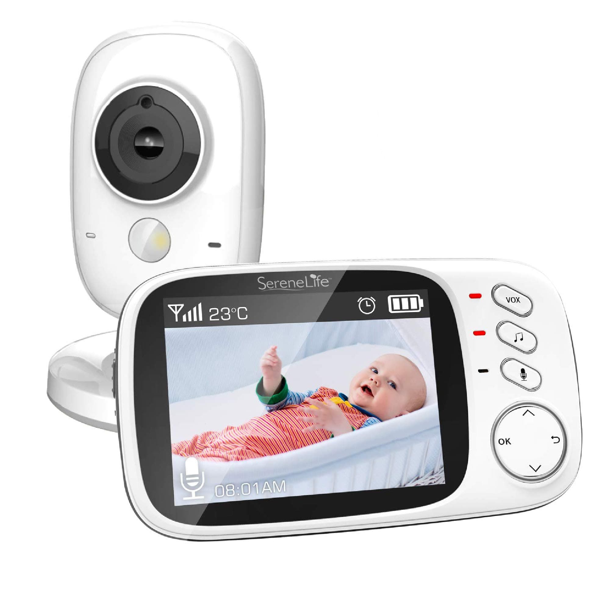 Video Baby Monitor Long Range Upgraded 850’ Wireless Range, Night Vision, Temperature Monitoring and Portable 2” Color Screen Serenelife USA SLBCAM20