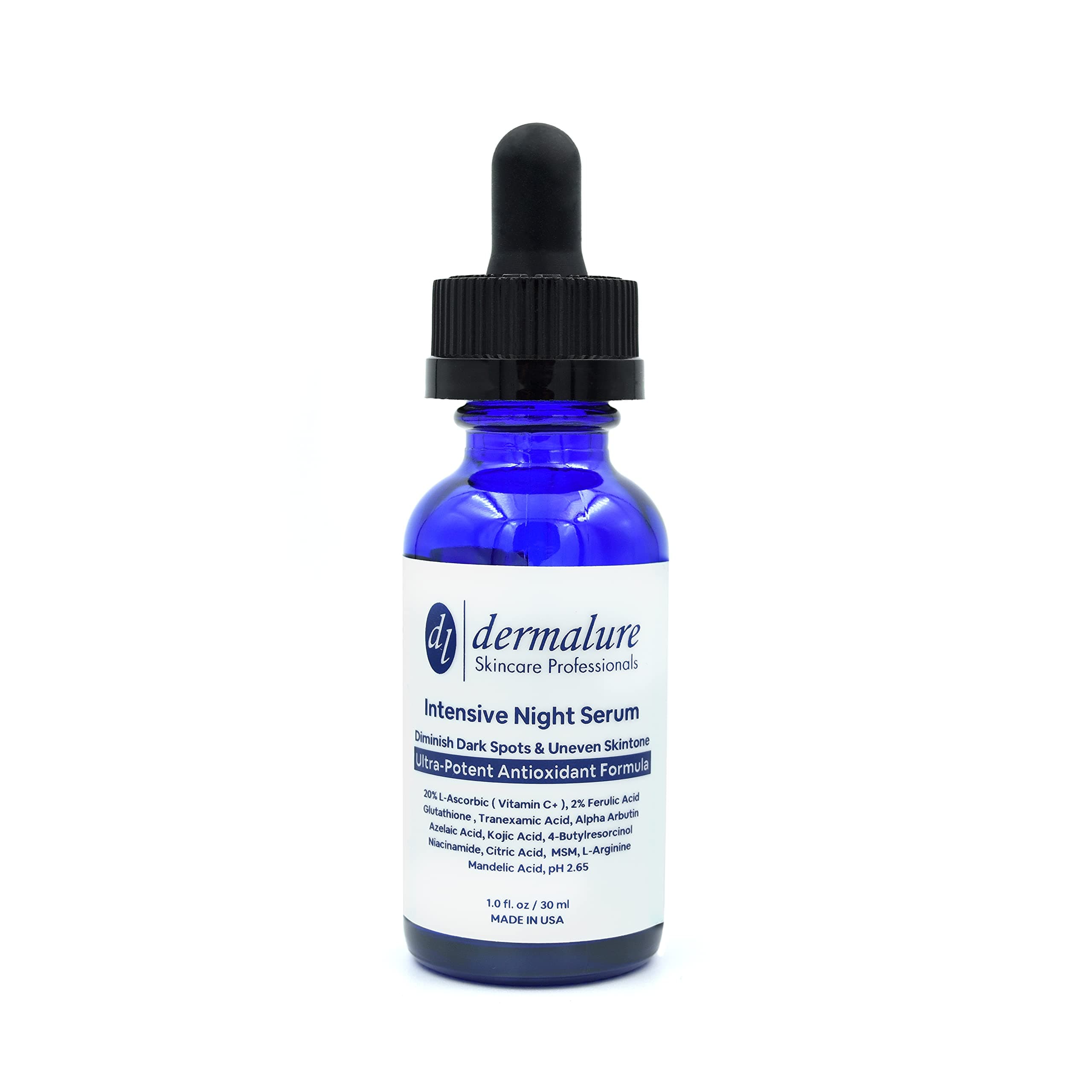 Intensive Night Serum, Advanced Antioxidant & Pigment Inhibitor Ingredients for Fading Dark Spots, Pesky Melasma, Hyperpigmentation, Erasing Wrinkl...
