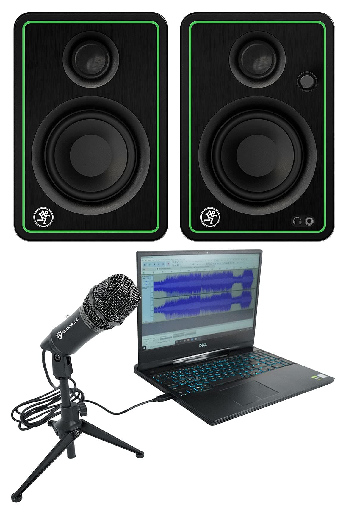 Rockville Z-Stream USB Condenser Computer Microphone YouTube Zoom Podcasting Mic Bundle with (2) Mackie CR3-XBT 3" 50w Bluetooth Reference Mult...
