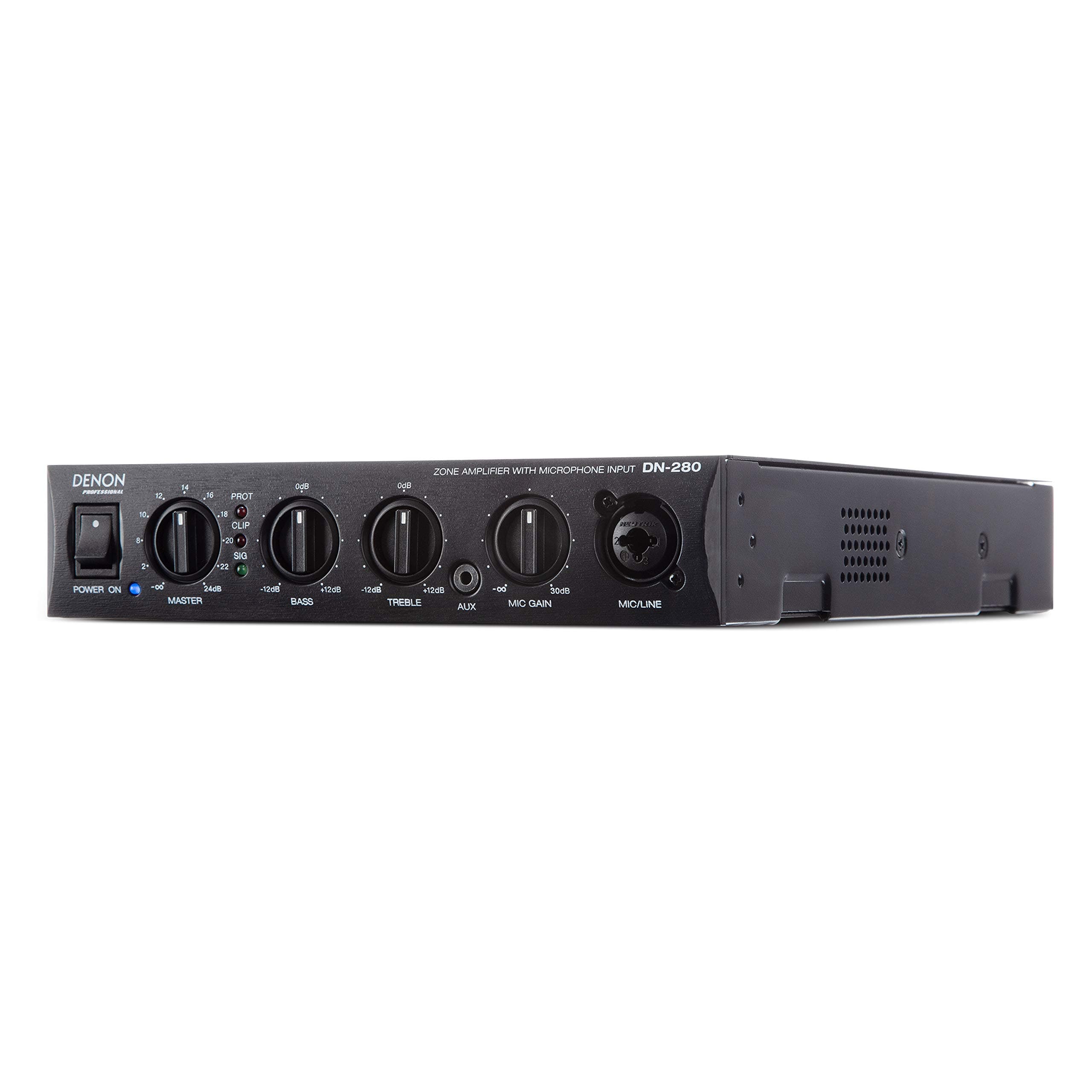 Denon Professional 100W Rackmount Mono Zone Amplifier with XLR Microphone, RCA 1/8-inch Aux Input, Black (DN280)