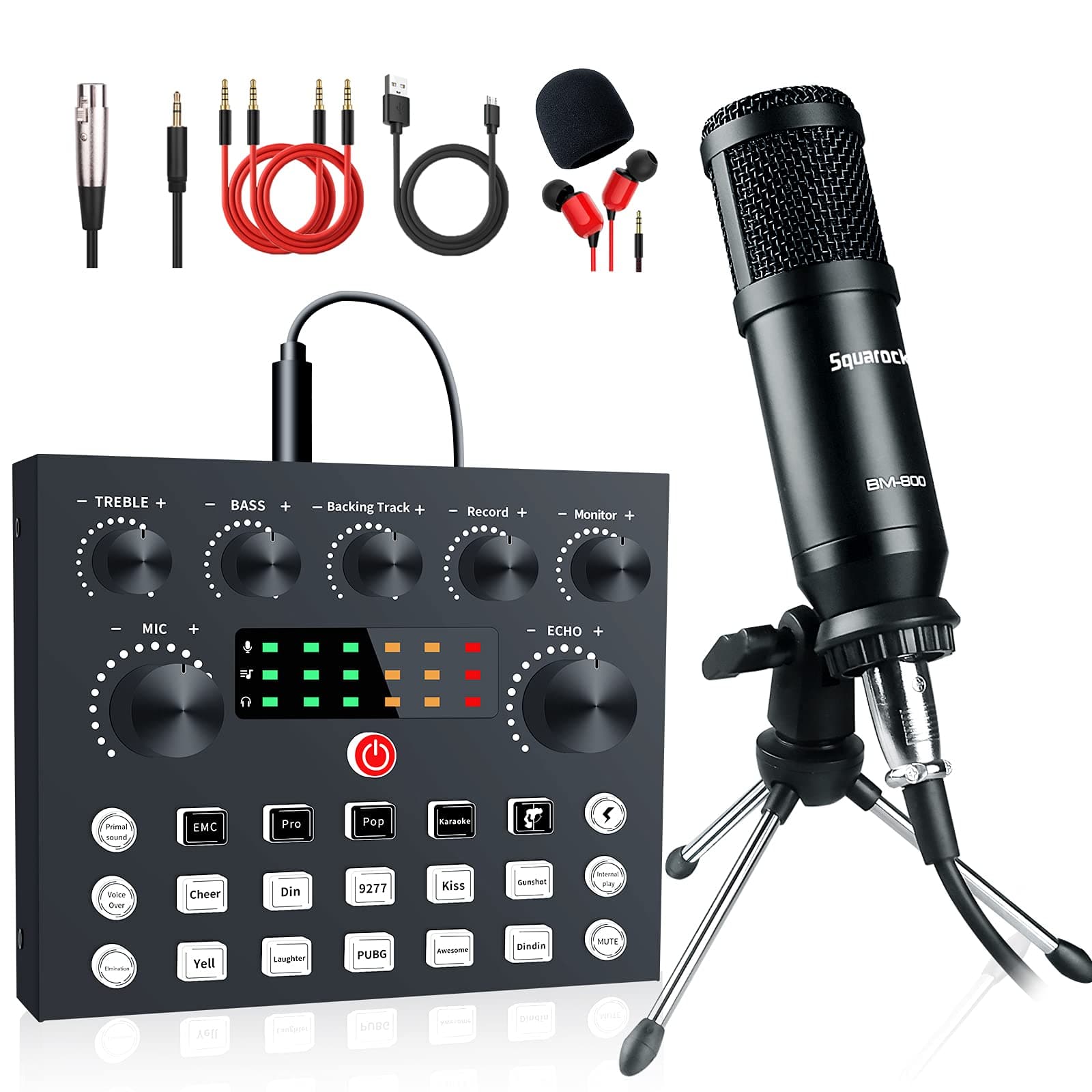 Podcast Equipment Bundle, Live Streaming Audio Interface with DJ Mixer ALL-IN-ONE Sound Mixer Microphone Perfect Recording for PC/Laptop/Smartphone...