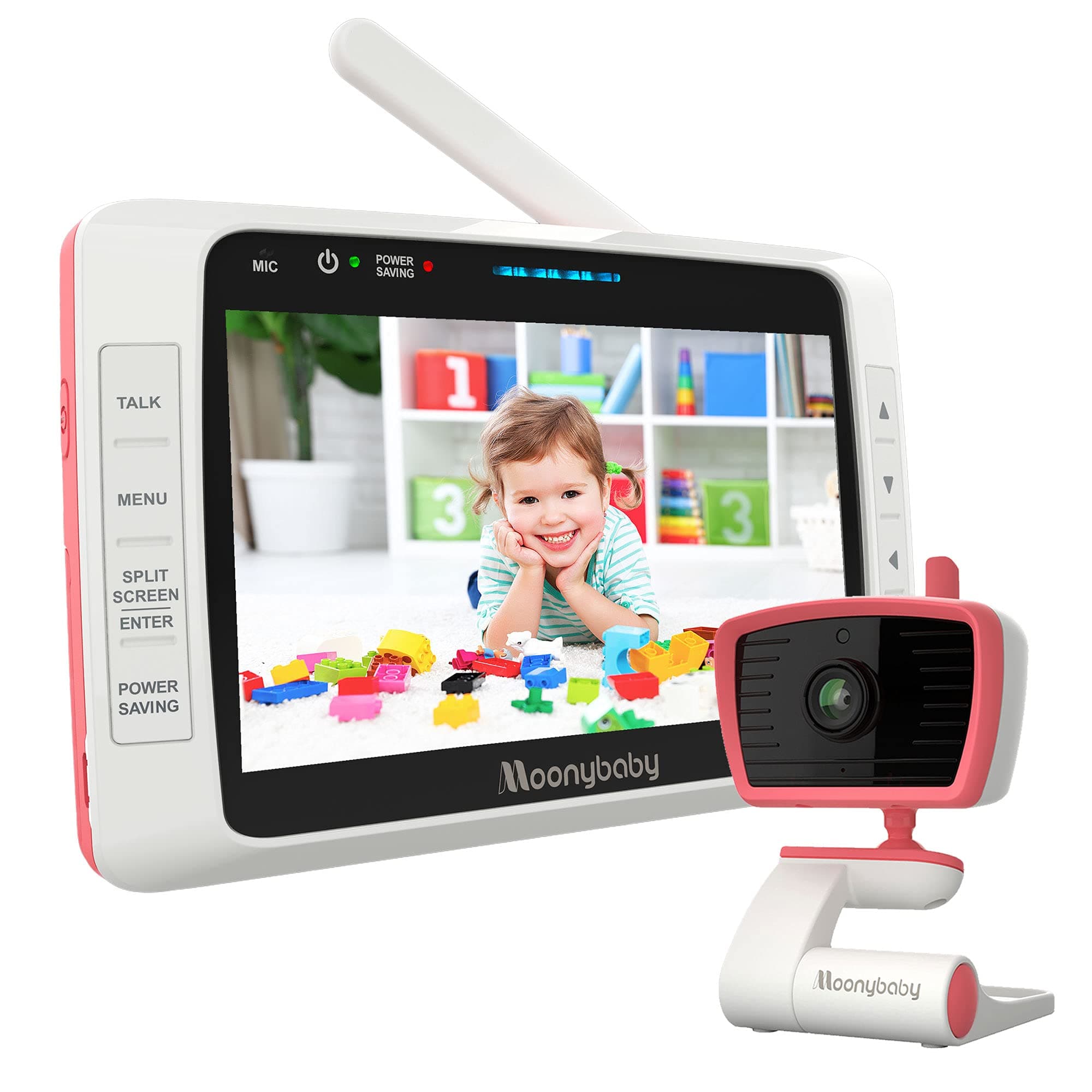 Moonybaby No Wifi Baby Monitor with Camera and Audio, 5-Inch Large Display, Screen Split, Night Vision and Zoom, Sound Activated, Temperature Alert...