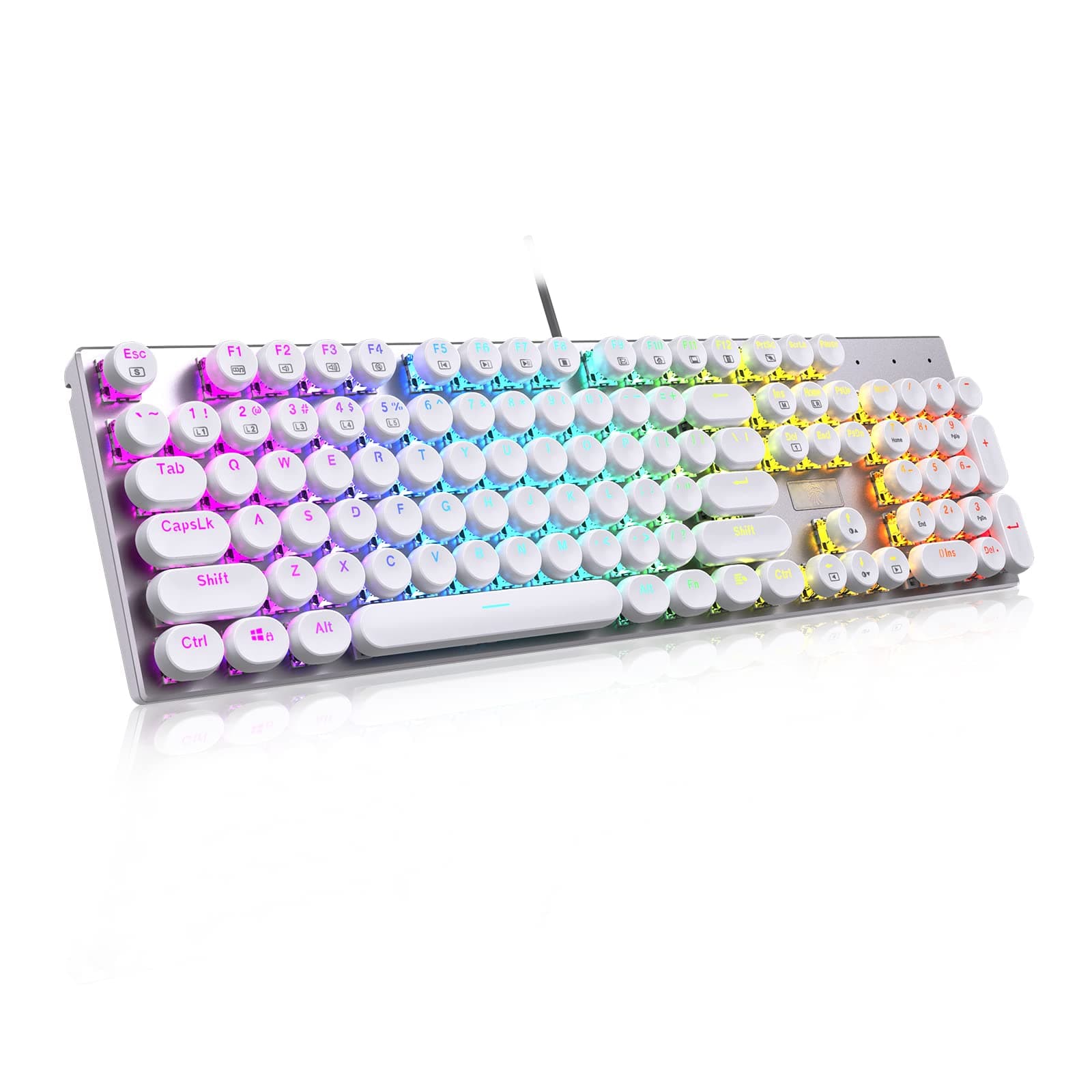 HUO JI E-Yooso Z-88 Wired Typewriter Style Mechanical Gaming Keyboard, Programmable RGB Backlit, Blue Switches - Clicky, Retro 104 Keys for Mac, PC...
