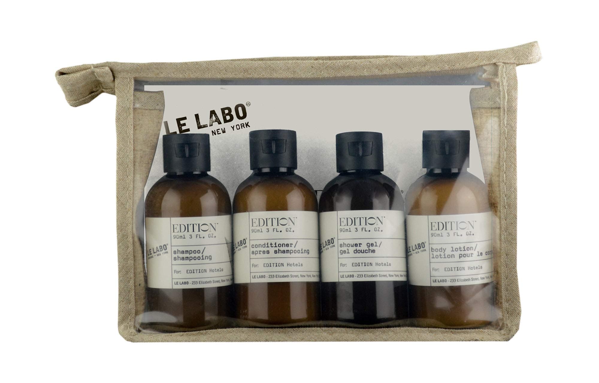 EDITION Le Labo Bath and Body Set - Signature Black Tea Scent - Includes Shampoo, Conditioner, Shower Gel and Body Lotion in Reusable Canvas Pouch ...