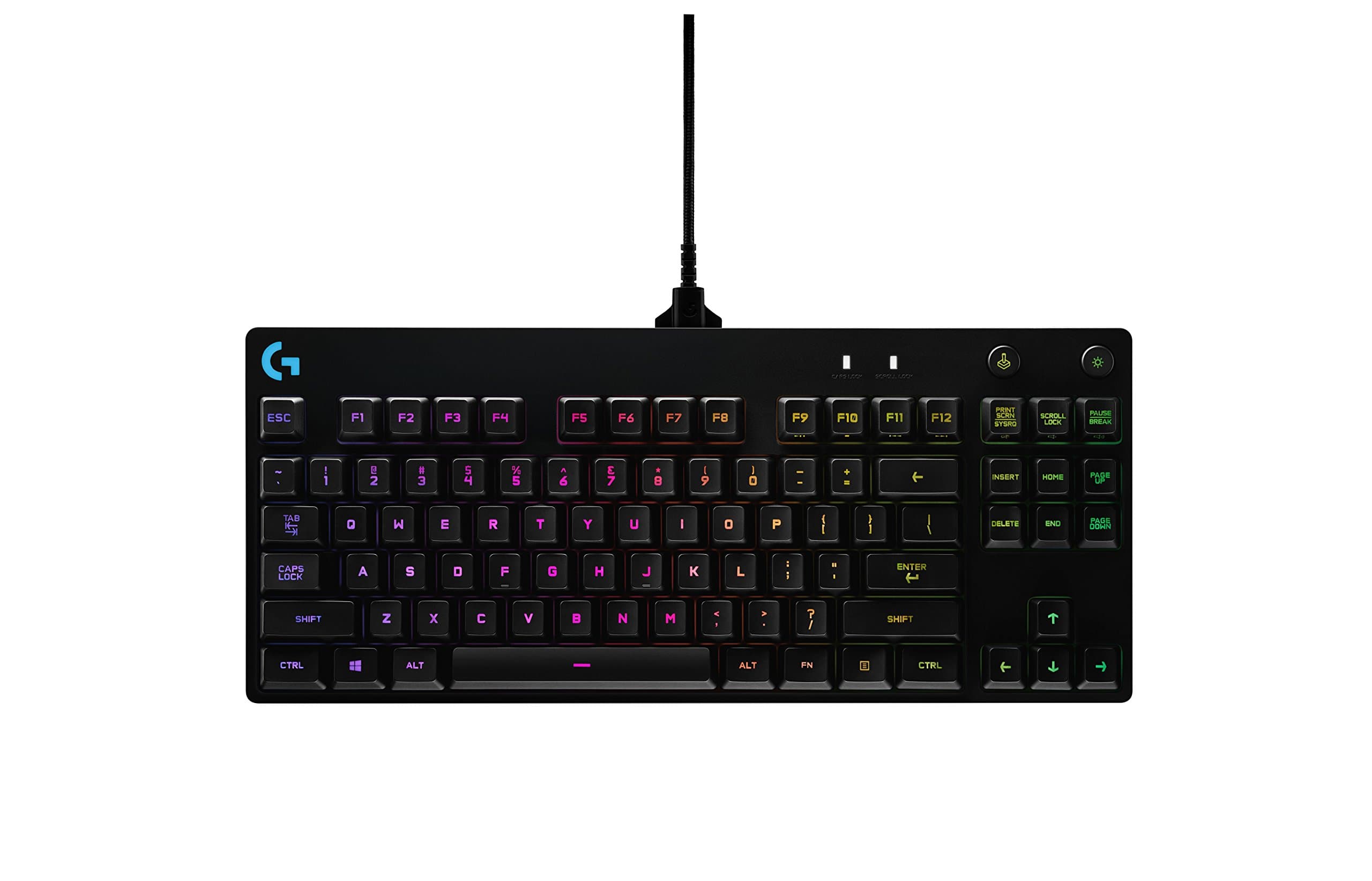 logitech Pro Mechanical Gaming Keyboard, 16.8 Million Colors RGB Backlit Keys, Ultra Portable Design, Detachable Micro USB Cable