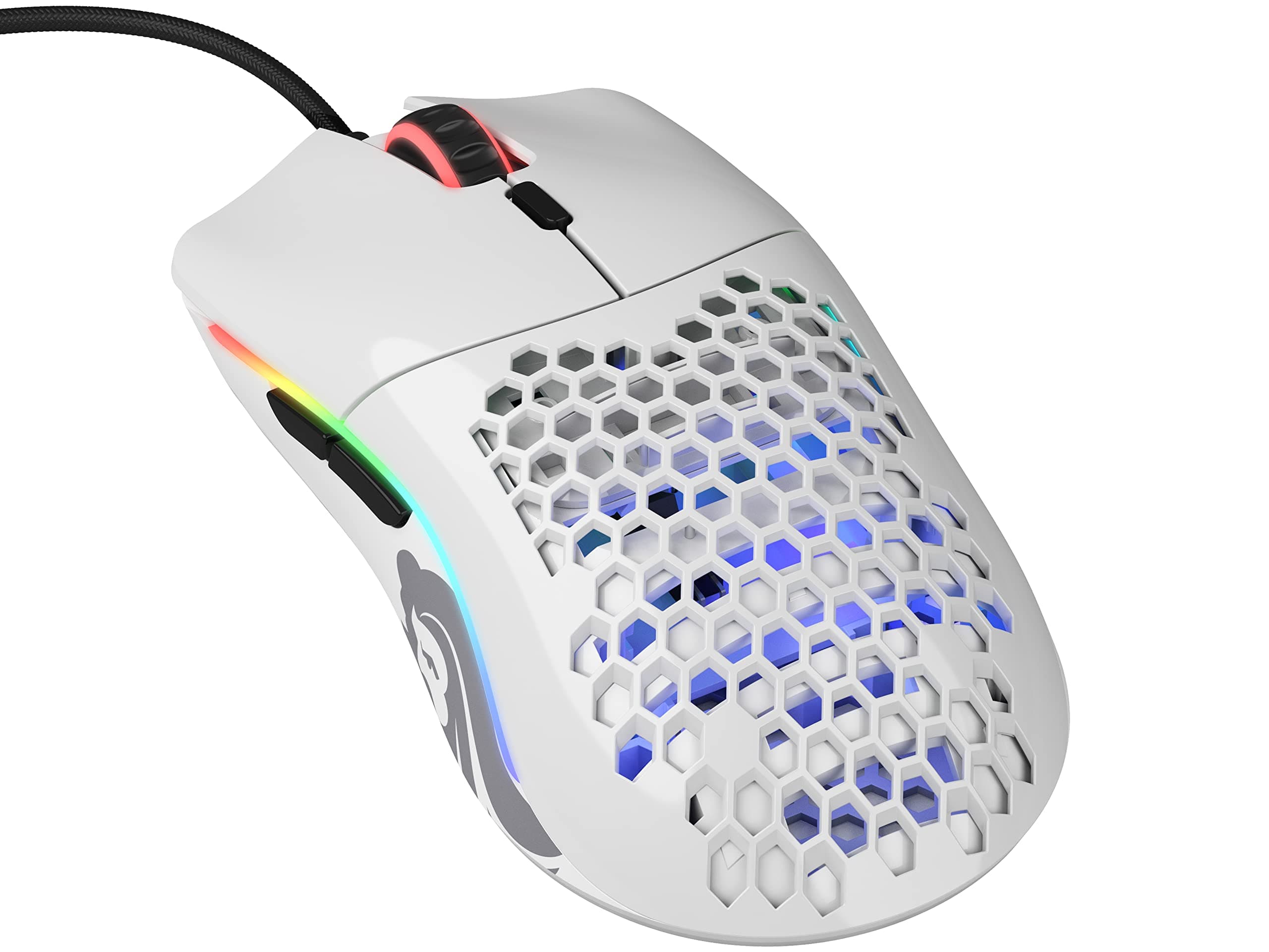 Glorious Gaming Mouse - Model O 67 g Superlight Honeycomb Mouse, Glossy White Mouse, USB Gaming Mouse