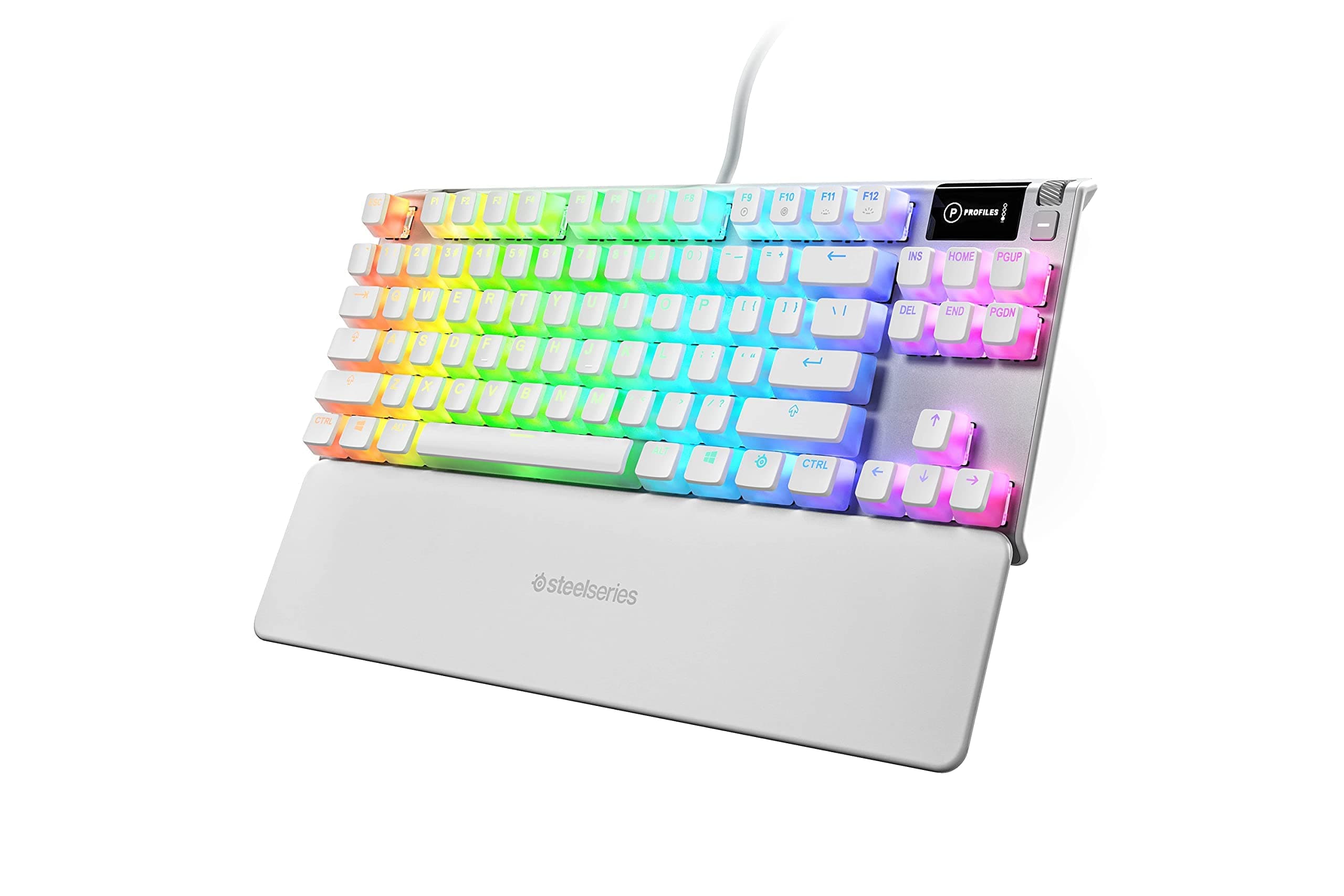 SteelSeries Apex 7 TKL Compact Mechanical Gaming Keyboard – OLED Smart Display – USB Passthrough and Media Controls – Linear and Quiet – RGB Backli...