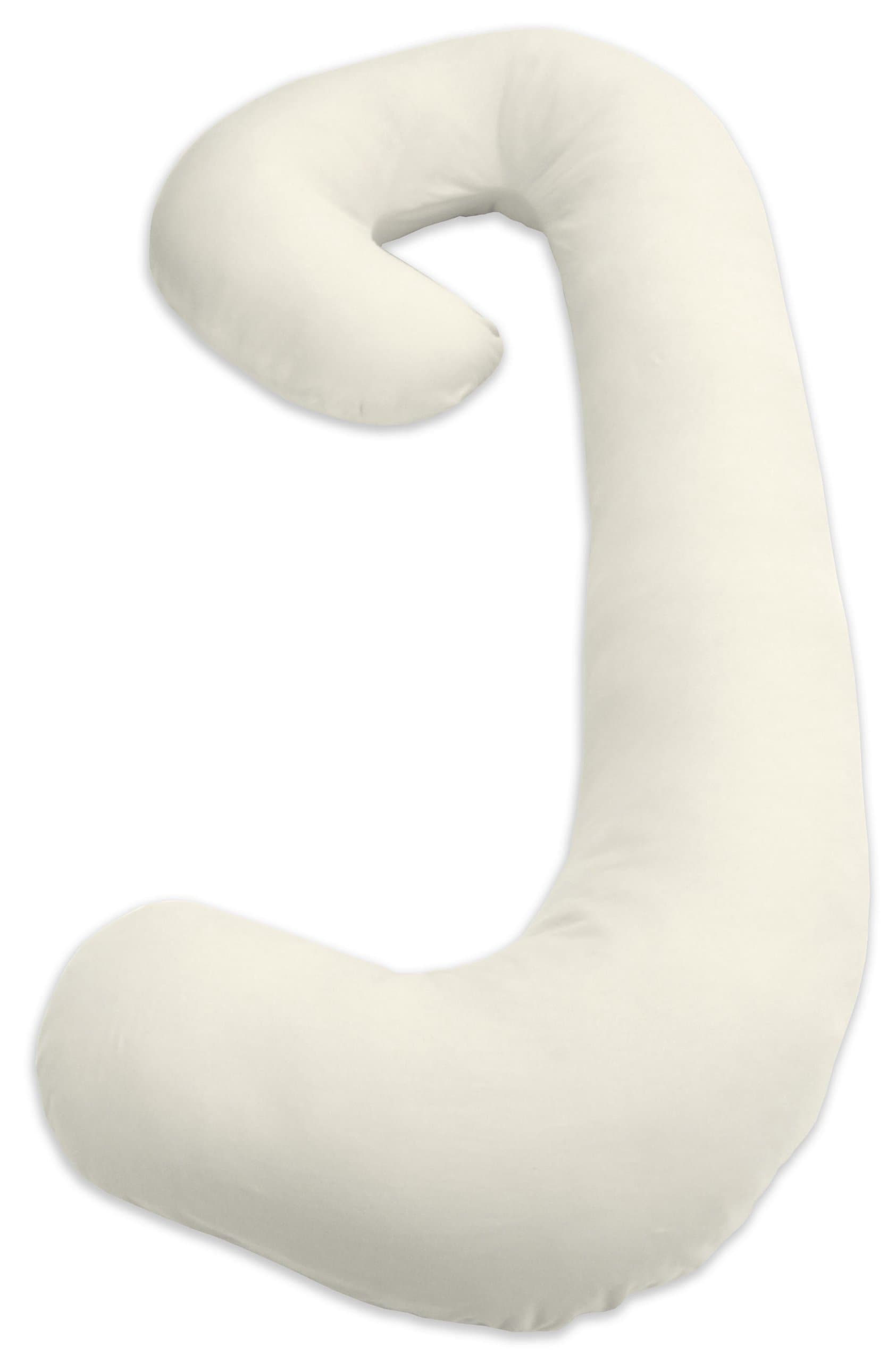 Snoogle Chic 100% Cotton Jersey Knit Total Body Pregnancy Pillow with Easy on-Off Zippered Cover-Ivory