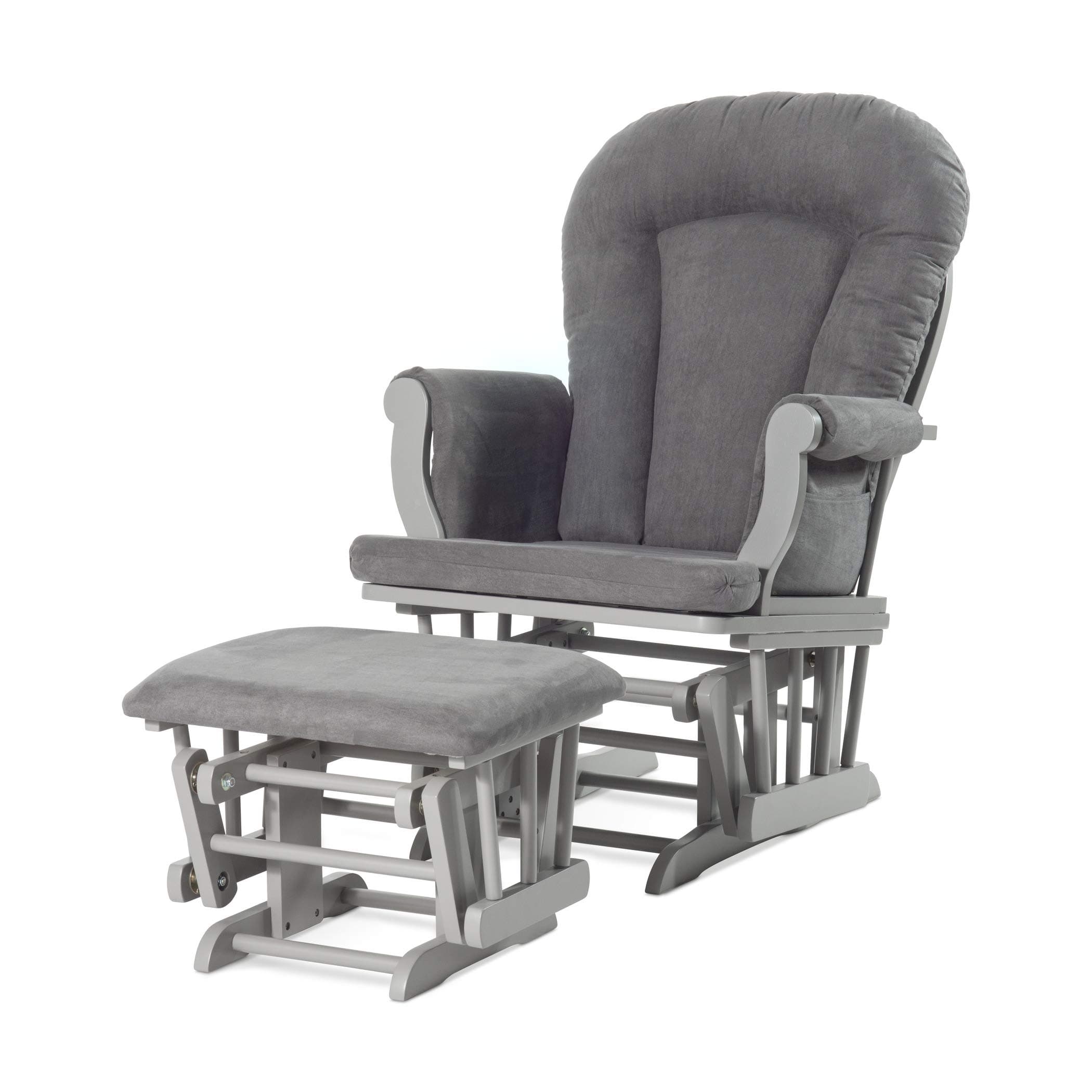 Forever Eclectic by Child Craft Cozy Glider Rocker and Ottoman, Cool Gray with Dark Gray Cushion