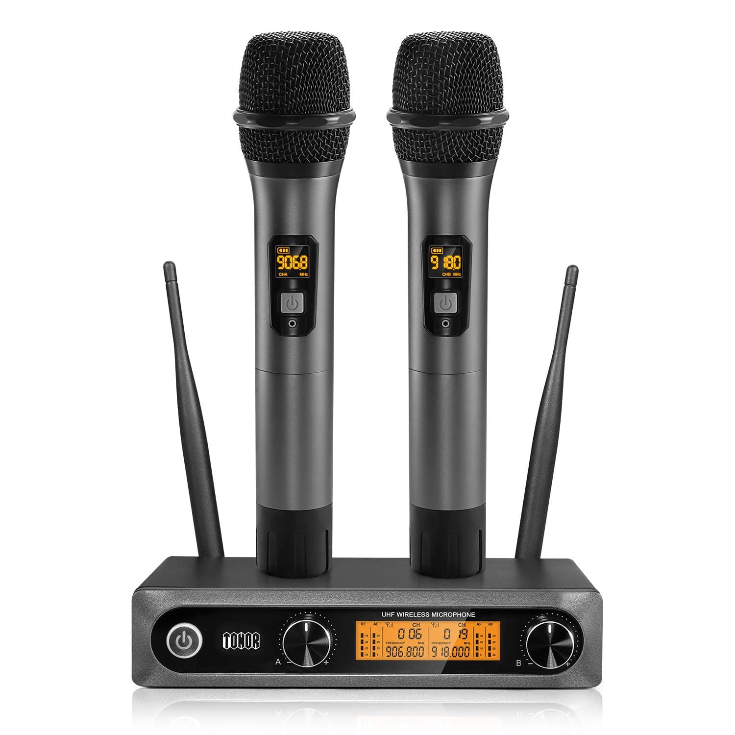 TONOR Wireless Microphone,Metal Dual Professional UHF Cordless Dynamic Mic Handheld Microphone System for Home Karaoke, Meeting, Party, Church, DJ,...