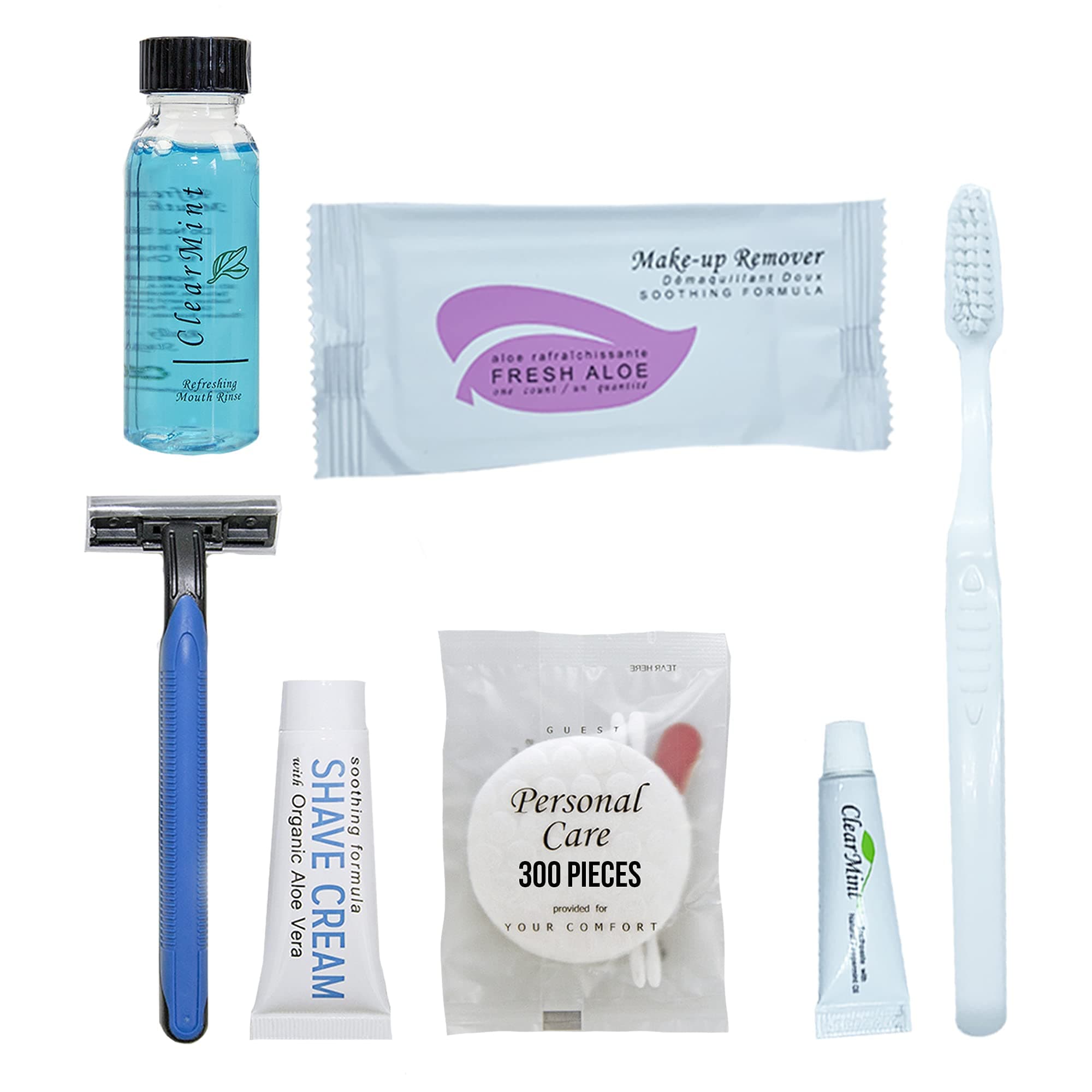 Personal Care Travel Size Toiletries | 1-Shoppe All-In-Kit Hotel Amenities Bulk | Travel Shaving Set, Toothbrush & Paste, Mouthwash, Makeup Wipes, ...