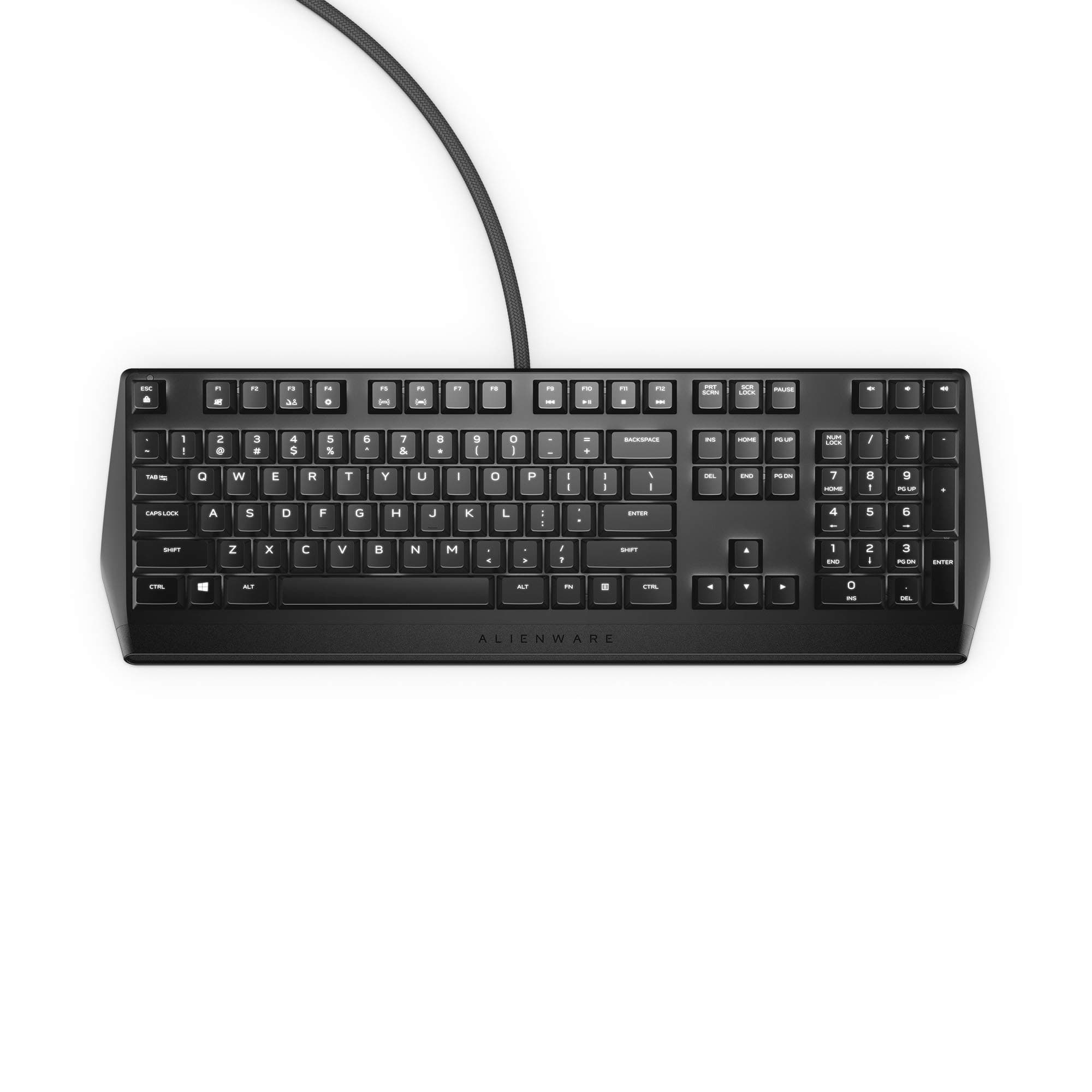 Alienware - AW310K Mechanical Gaming Keyboard AW310K: Cherry MX Red Switches - Nkro - Per-Key White LED - USB Passthrough & Media Control - 5 Onboa...