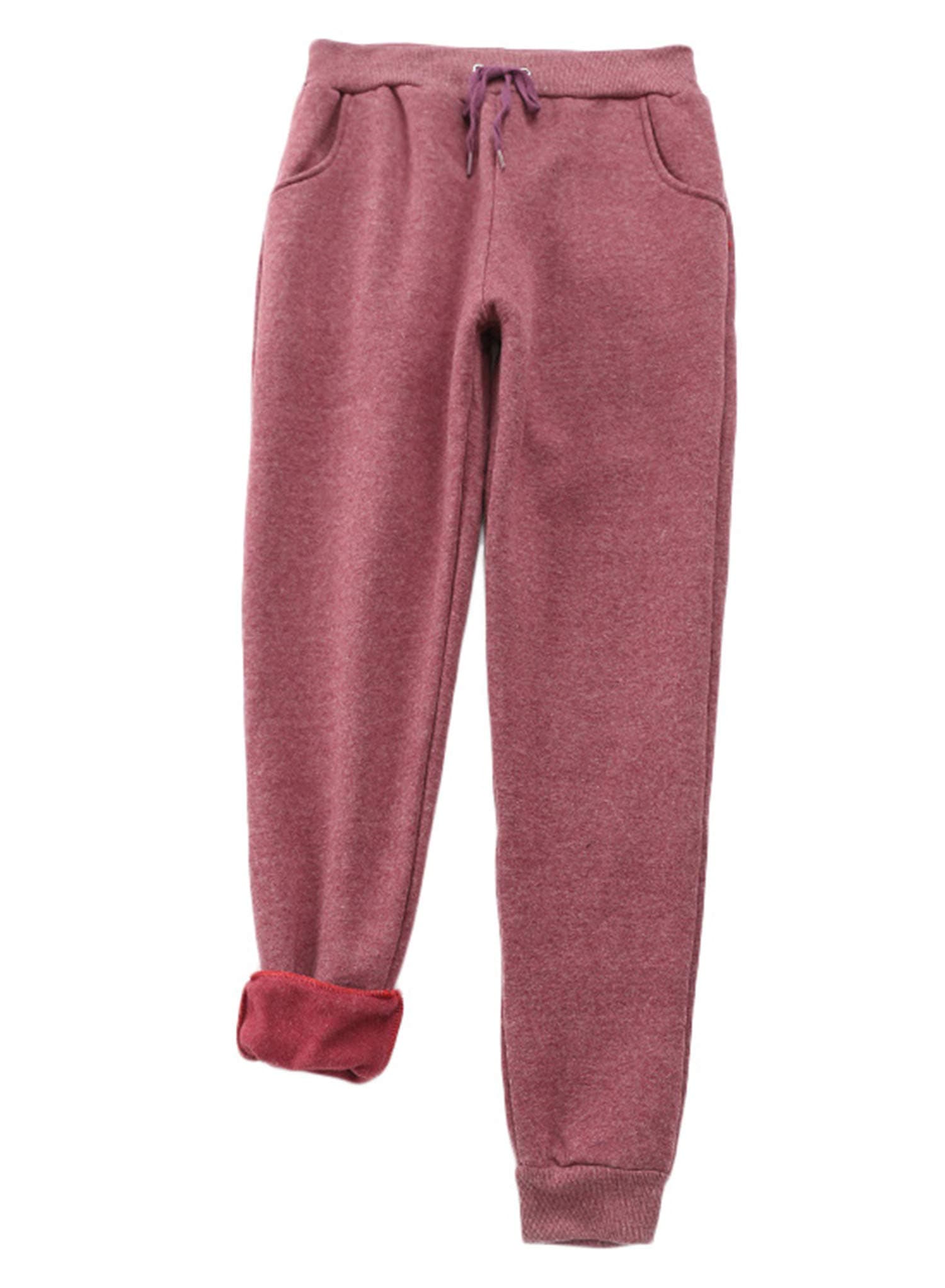 Andongnywell Women's Warm Sherpa Lined Sweatpants Athletic Jogger Fleece Pants Casual Active Pants Drawstring Jogger