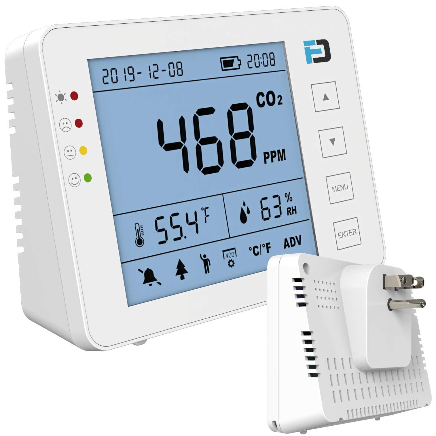 Carbon Dioxide Monitor Wall Plug-in AC by Forensics | AB841 Compliant Alarms for Classrooms | AC Power Direct to Wall | 10 Year Life | CO2 Meter | ...