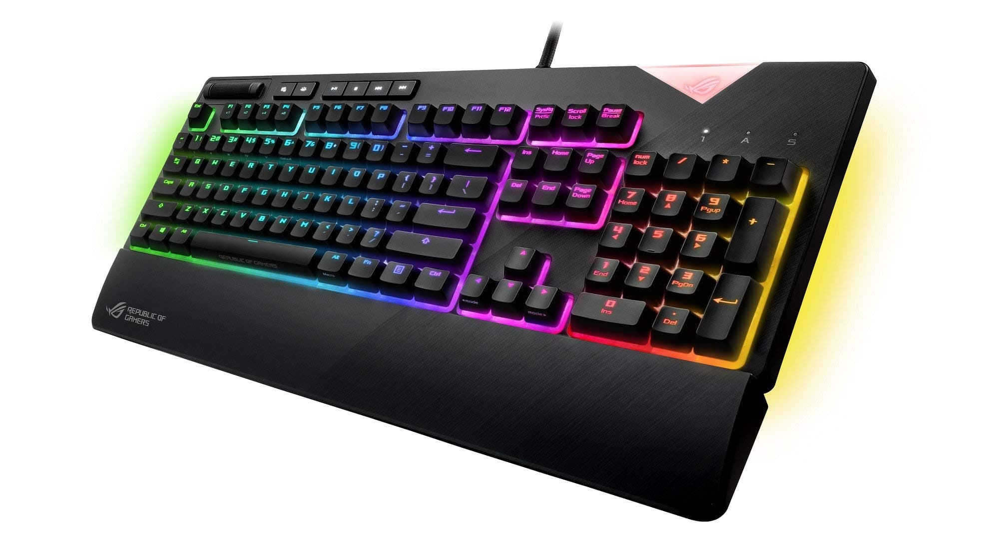 ASUS ROG Strix Flare (Cherry MX Brown) Aura Sync RGB Mechanical Gaming Keyboard with Switches, Customizable Badge, USB Pass Through and Media Contr...