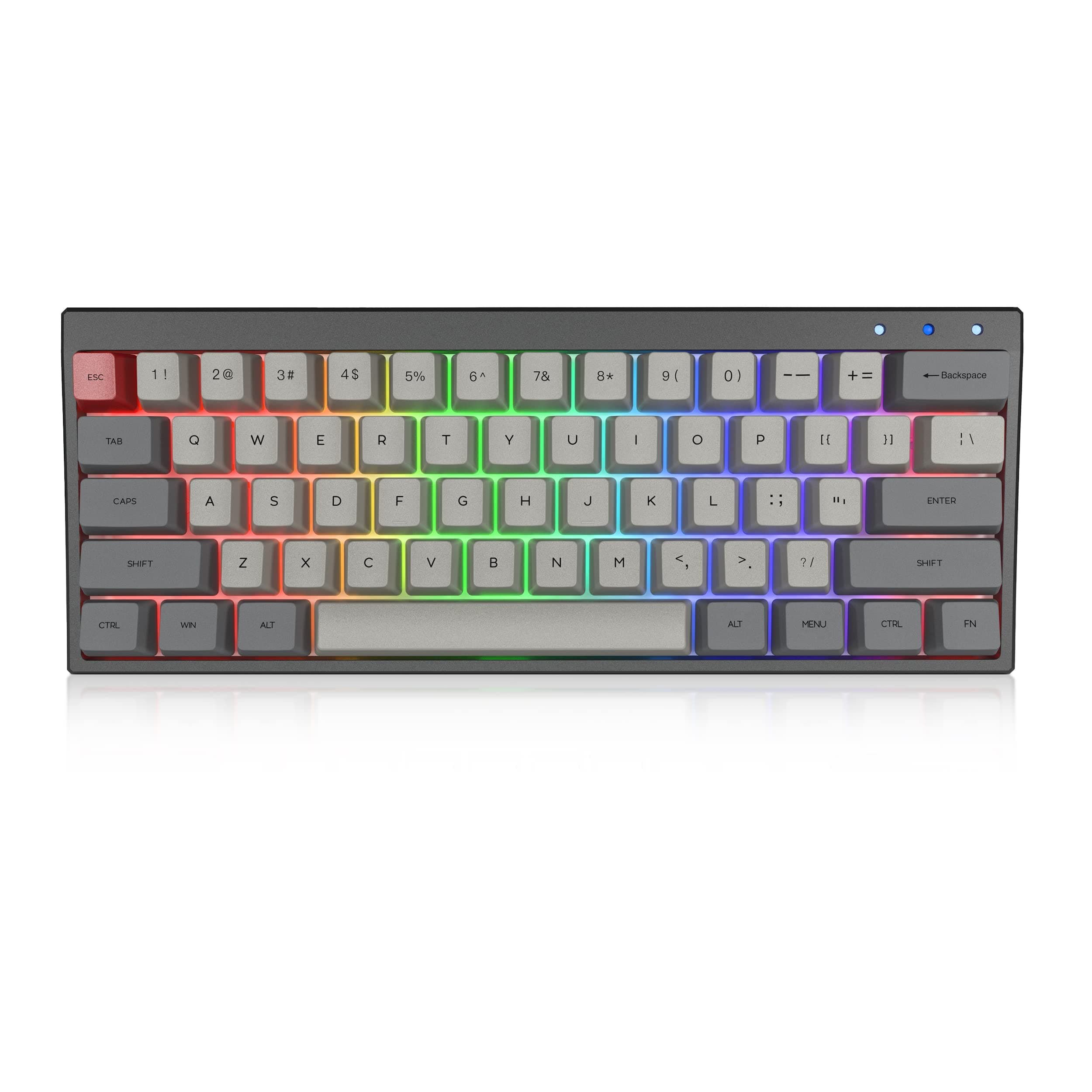 Ractous RTK61BP Bluetooth 5.0/3.0/Wired 60% Mechanical Gaming Keyboard Hot Swappable RGB Backlit Dye-Sublimation Keycap 61Key Wireless/Wired Keyboa...
