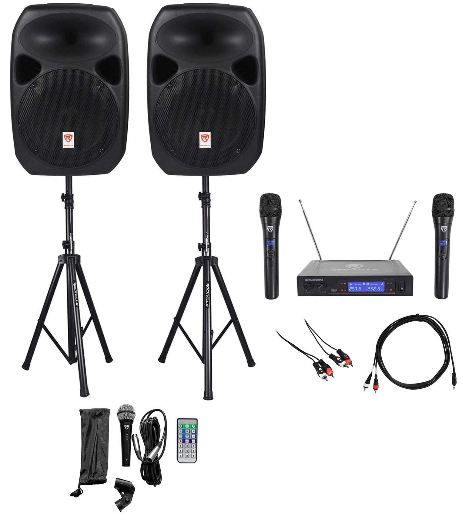 Rockville Power GIG RPG-122K All In One DJ/PA Package (2) 12" DJ/PA Speakers 1000 Watts Peak Power/250 Watts RMS with Built in Bluetooth, USB/S...