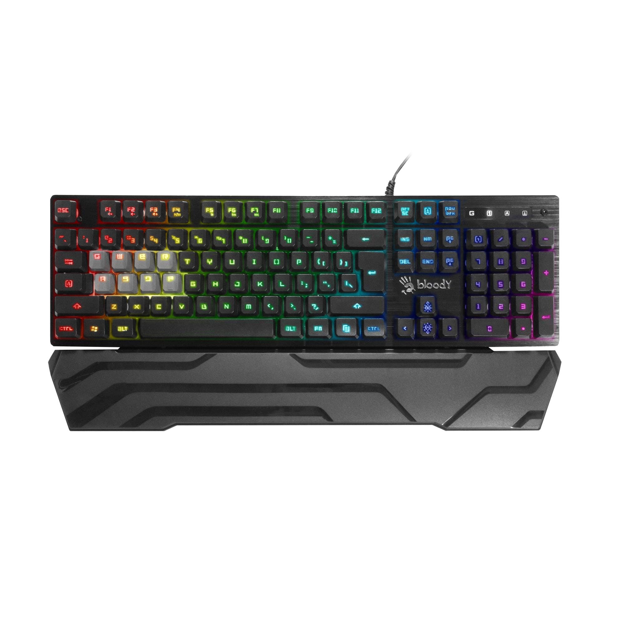 Bloody B380 Light Strike 8 Key Optical Membrane Gaming Keyboard | Full RGB LED Backlit Keyboard | Smooth & Linear Quite Keys | Ergonomic Detachable...